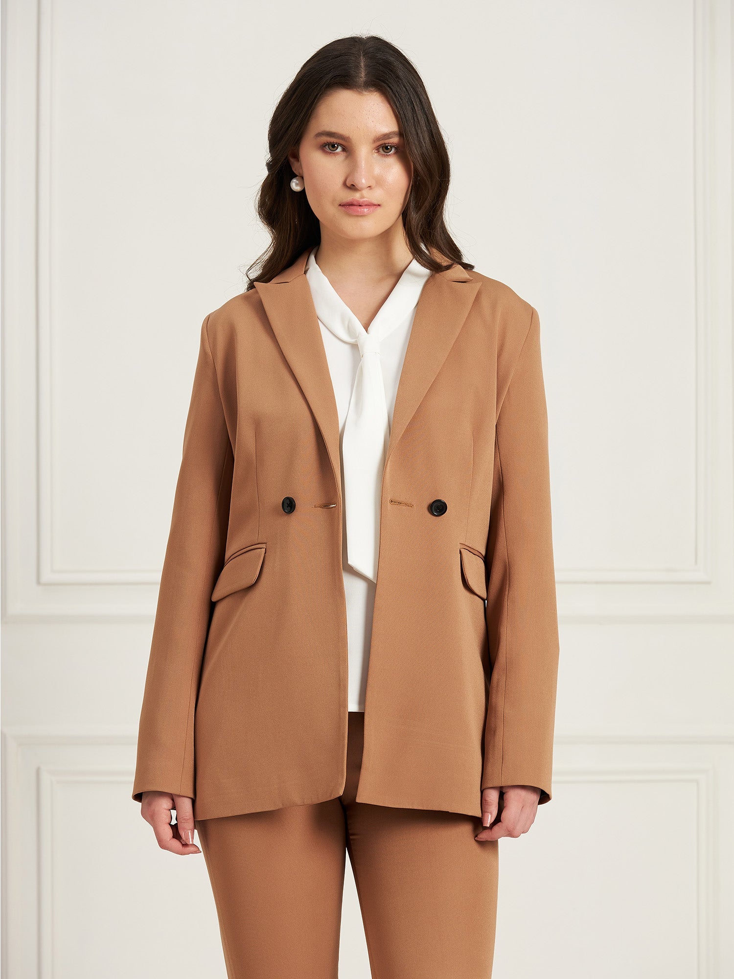 Buy Bold Double Breasted Blazer-Beige Color Blazers for Women