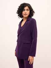 Meryl Asymmetric Single Breasted Blazer-Purple