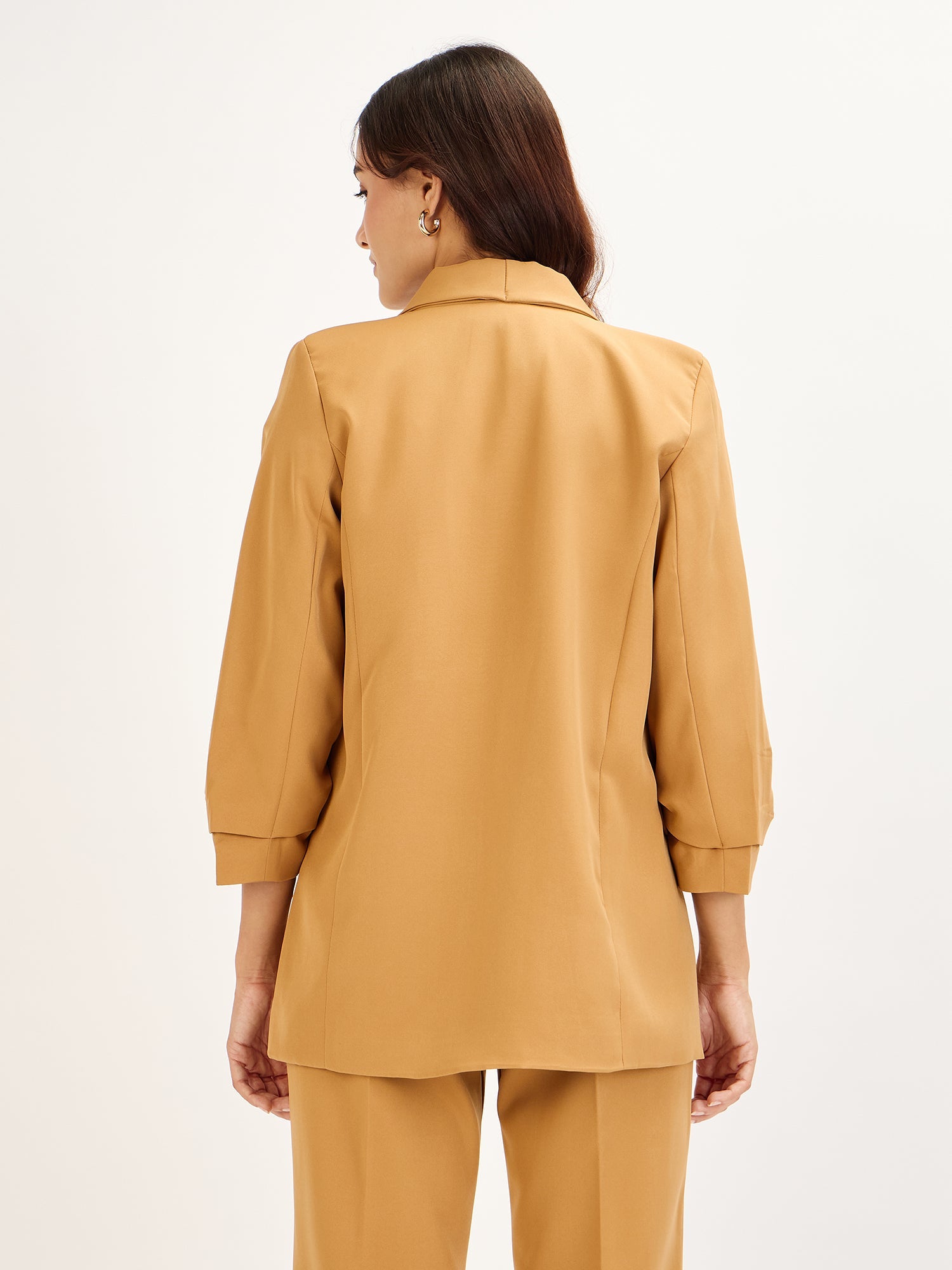 Spunky-Dune Ruched Sleeve Blazer - Dune