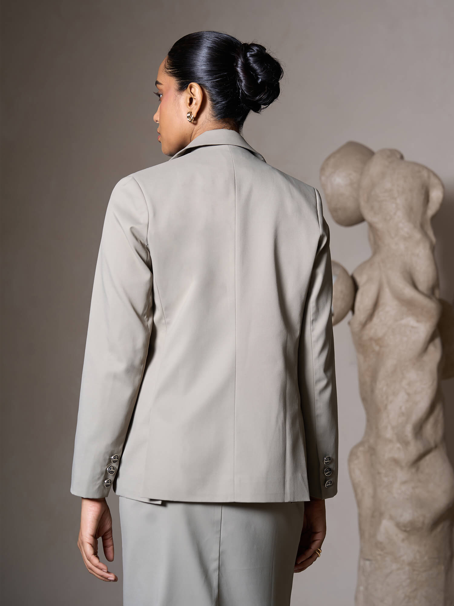 Jaren Double Breasted Blazer-Grey