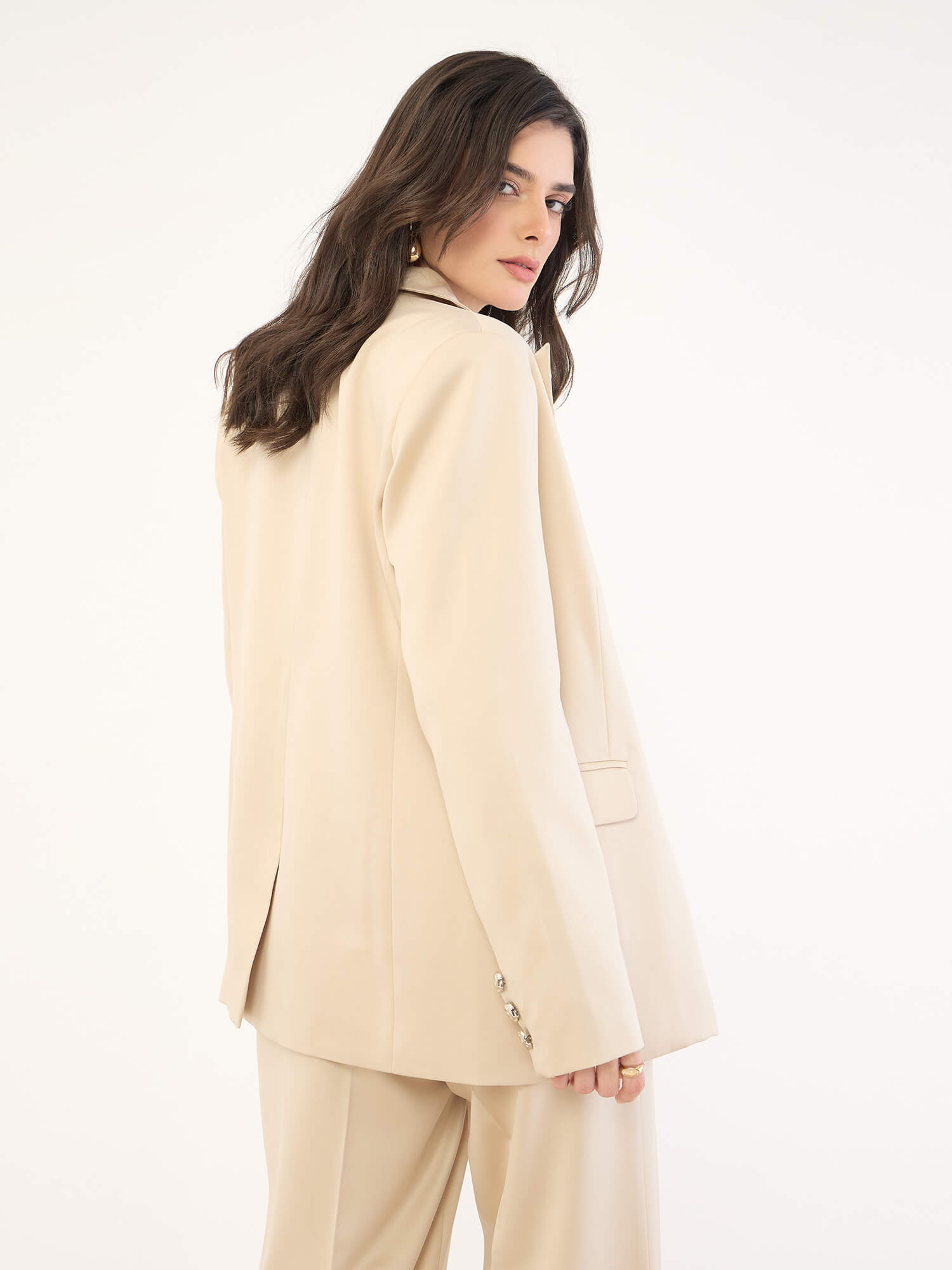 Ivy Single Breasted Blazer-Cream