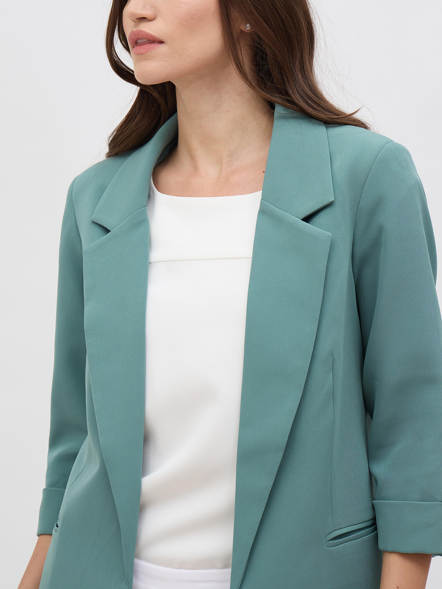 Ecuador Rolled-Up Sleeves Blazer-Sea Green