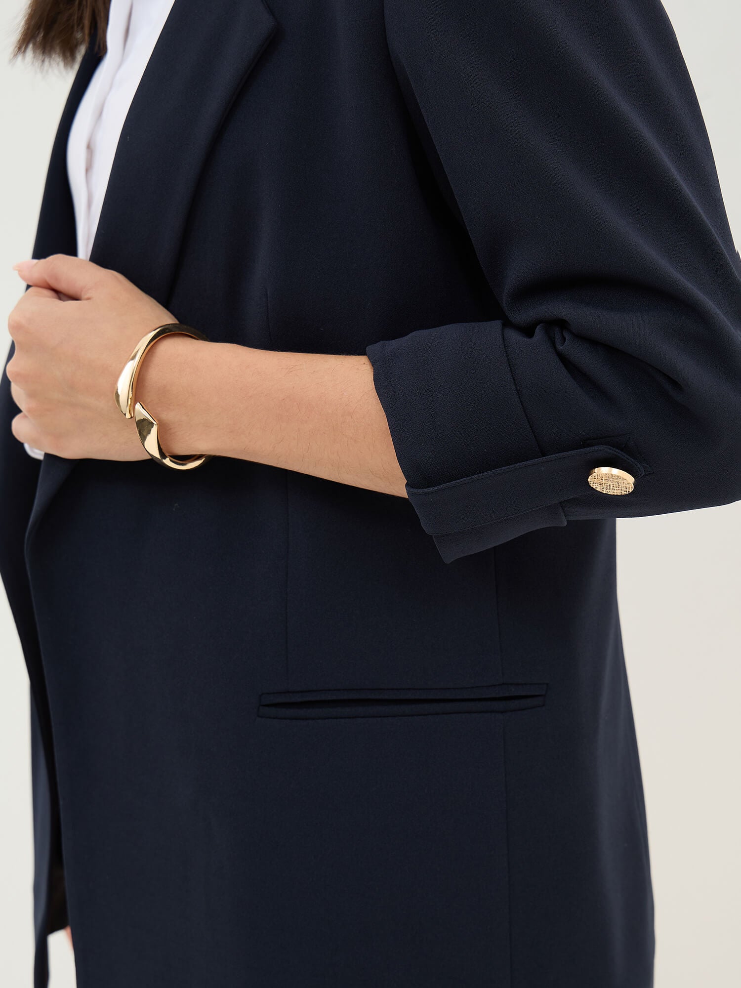 Ecuador Rolled-Up Sleeves Blazer-Navy