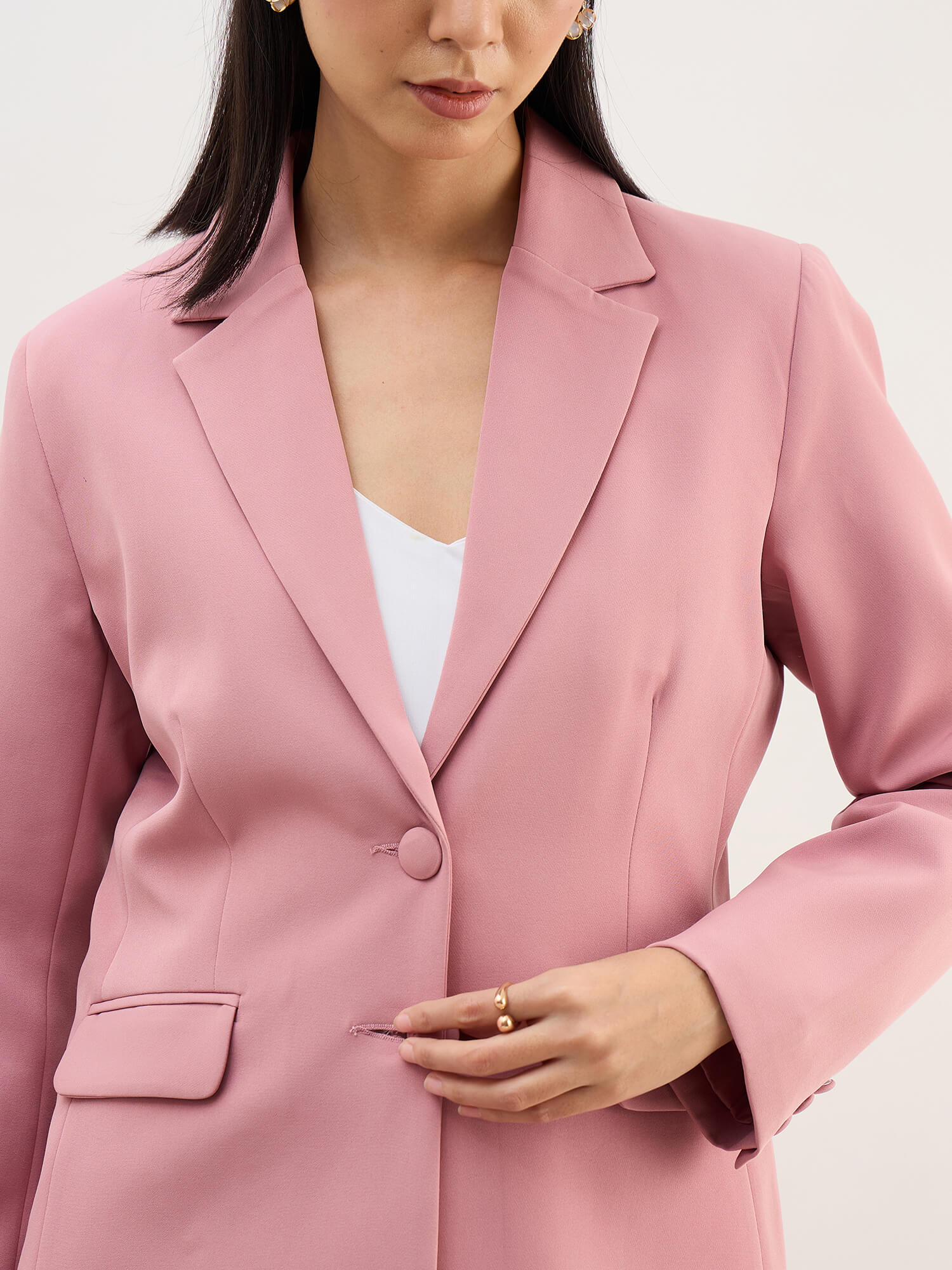 Sincere Single Breasted Blazer-Dusty Pink