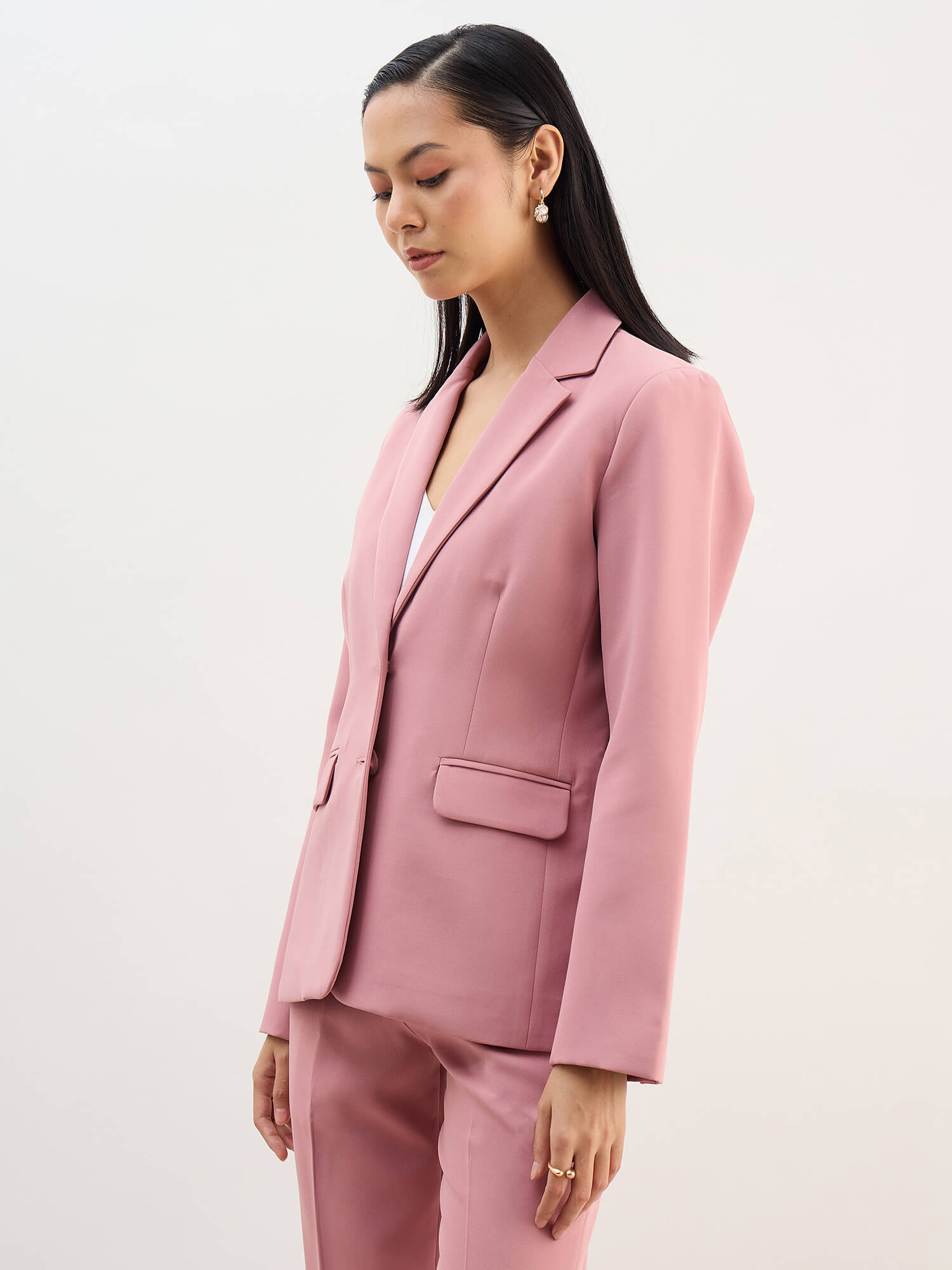Sincere Single Breasted Blazer-Dusty Pink