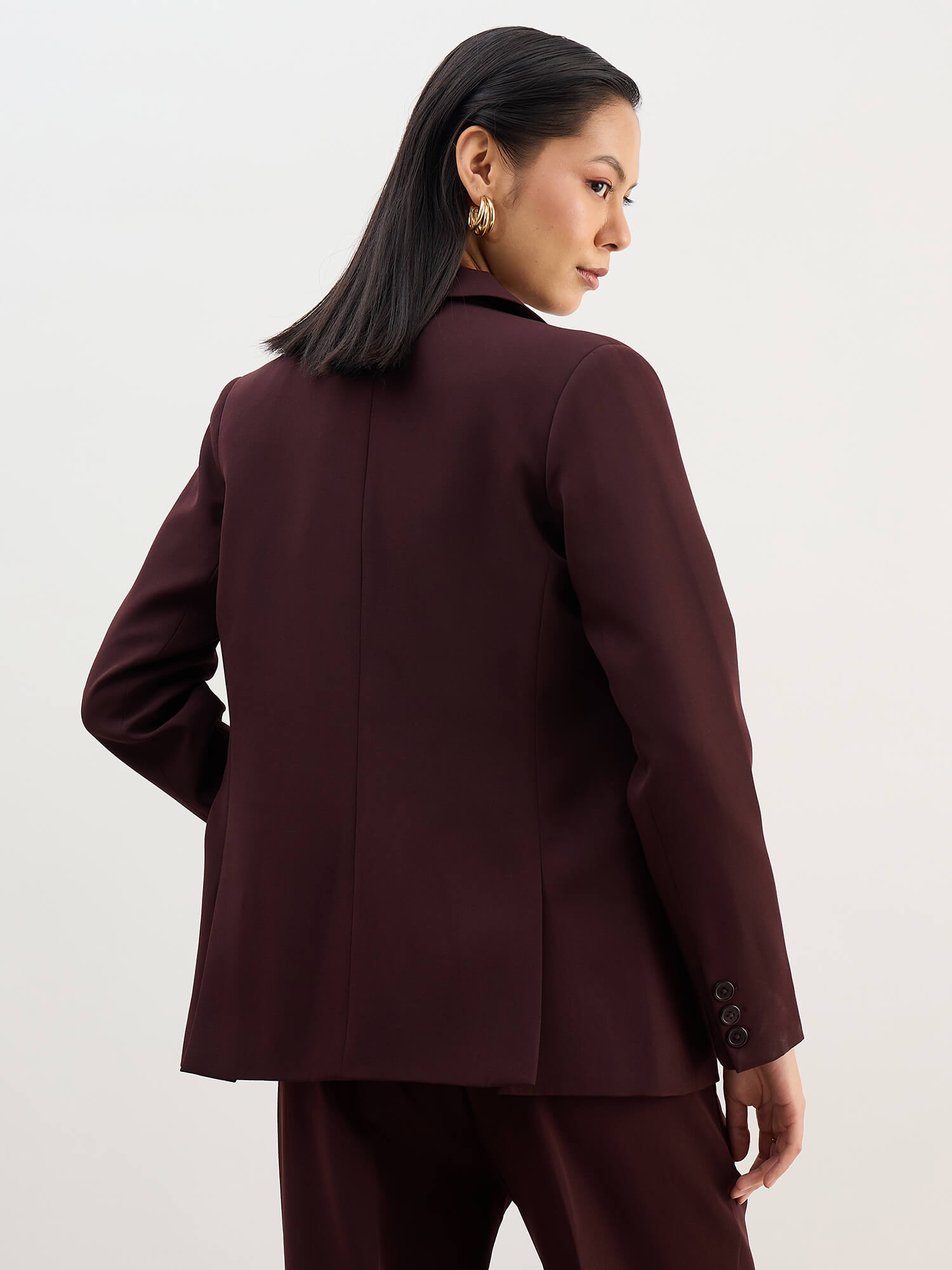 Bold Double Breasted Blazer-Brown