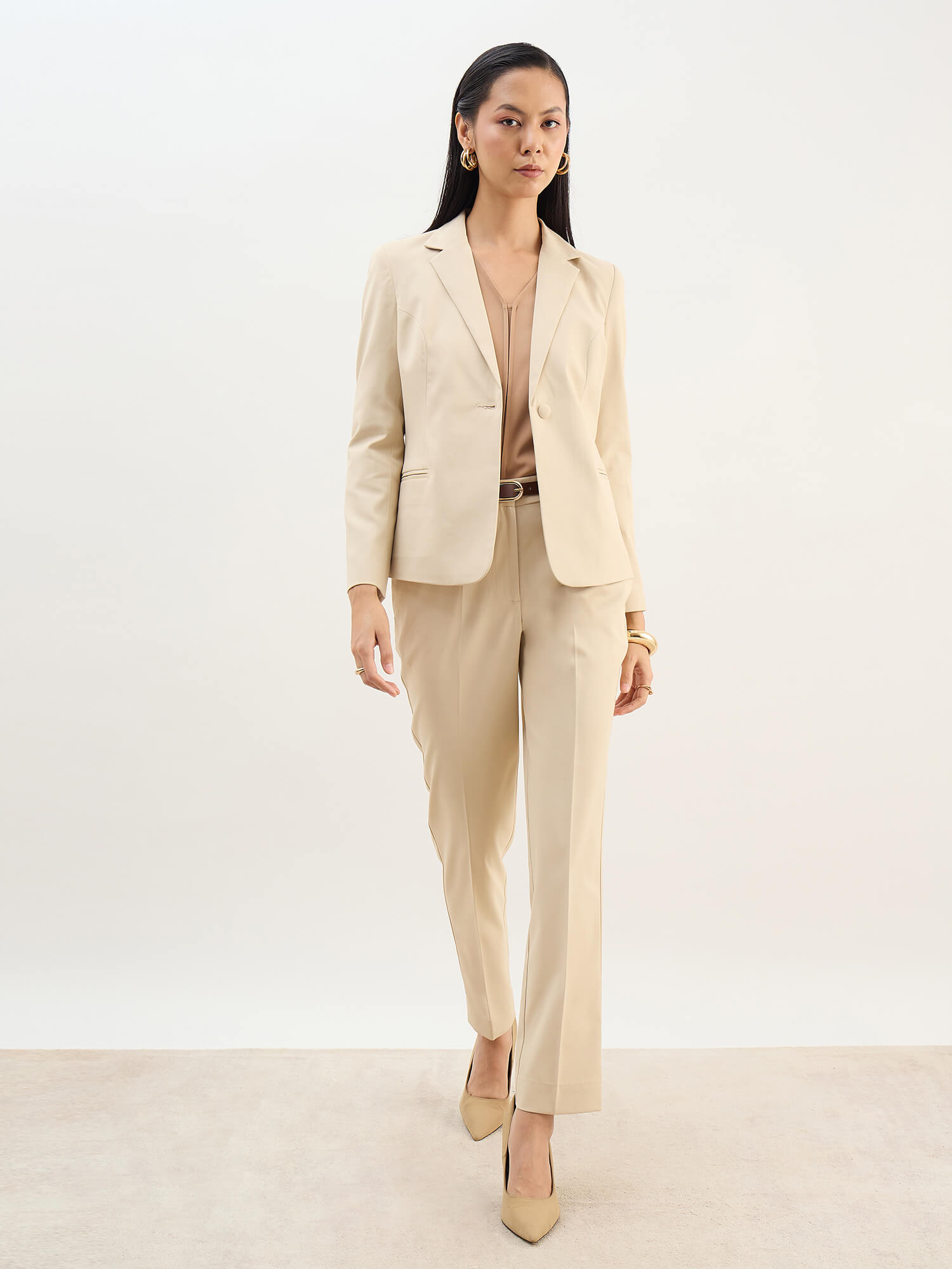 Grace Single Breasted Blazer-Ivory