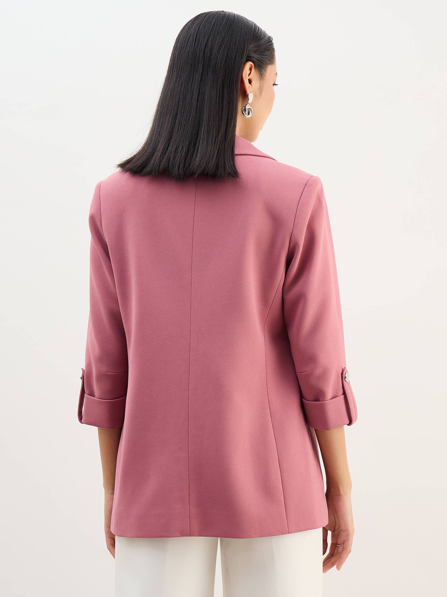 Ecuador Rolled-Up Sleeves Blazer-Mauve