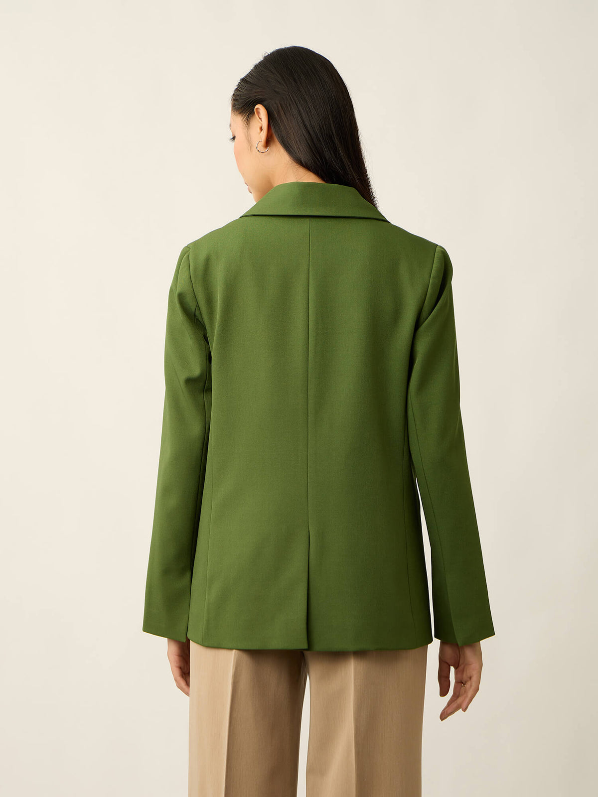 Meridian Contrast Lining Blazer-Forest Green