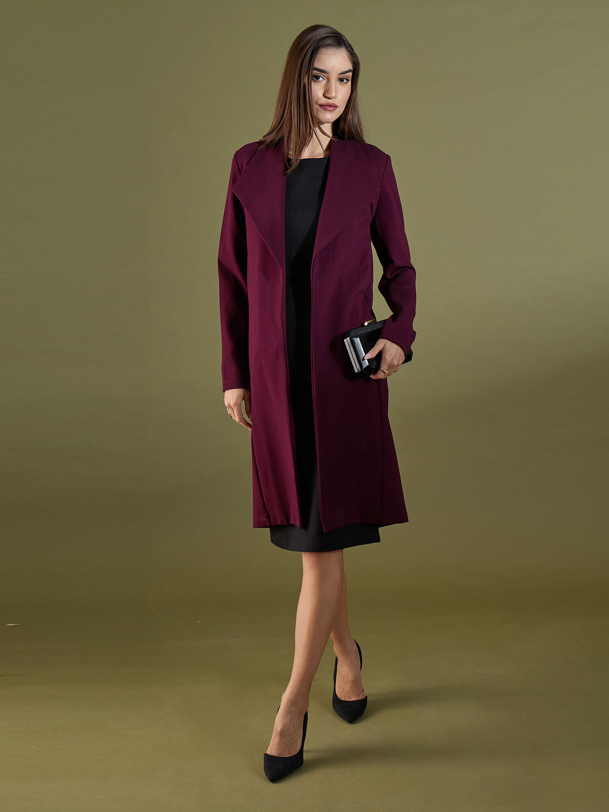 Whistler Shawl Collar Cape-Deep Wine - SALT Attire