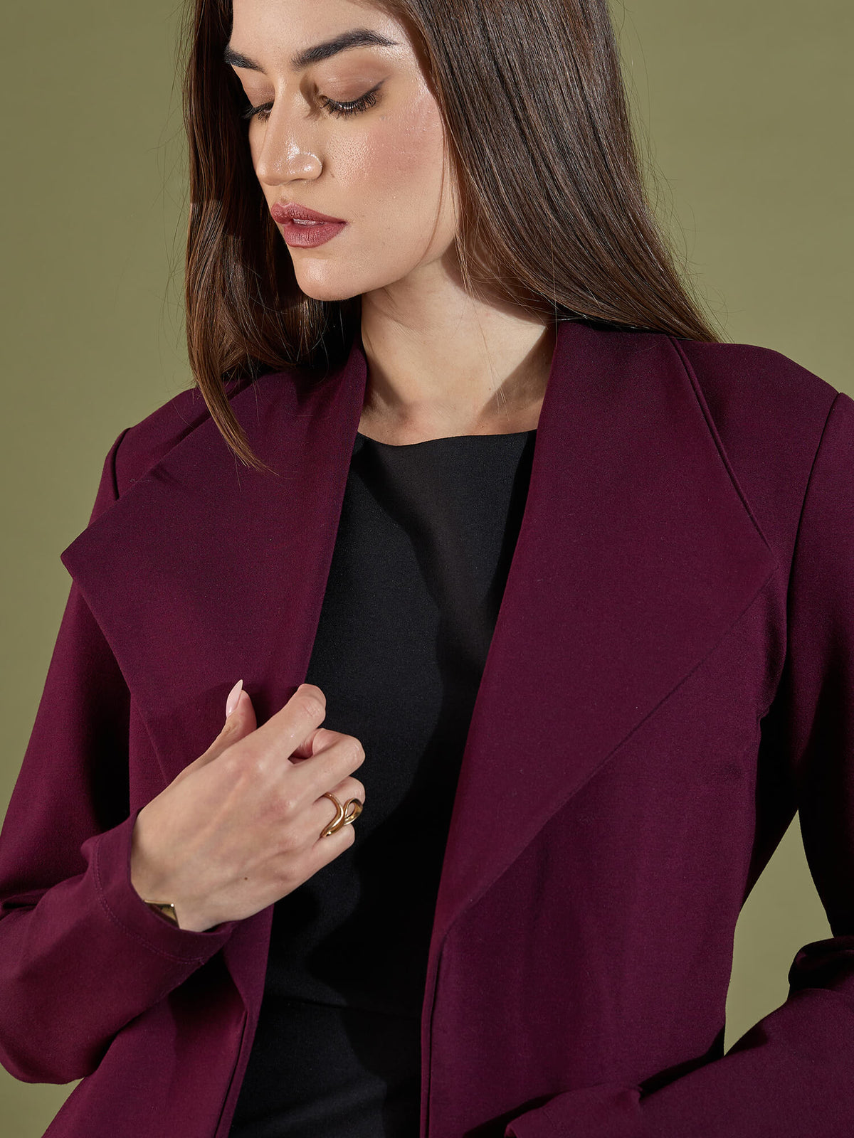 Whistler Shawl Collar Cape-Deep Wine - SALT Attire