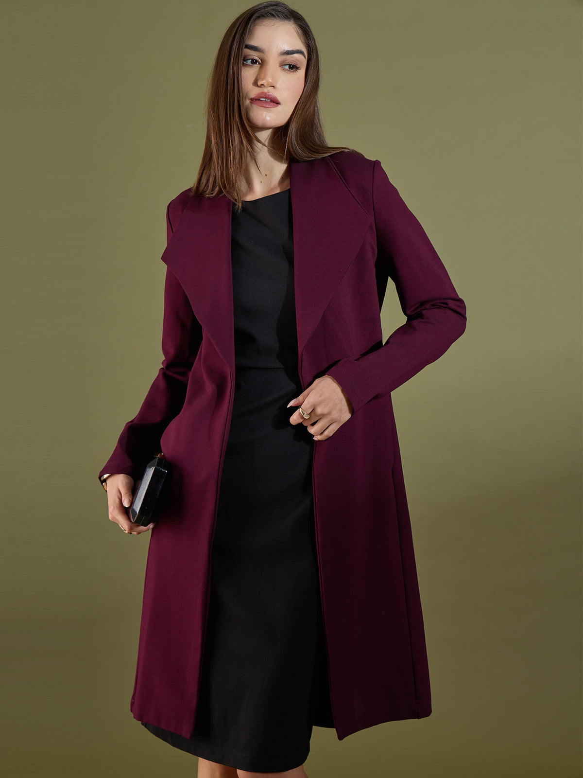 Whistler Shawl Collar Cape-Deep Wine - SALT Attire