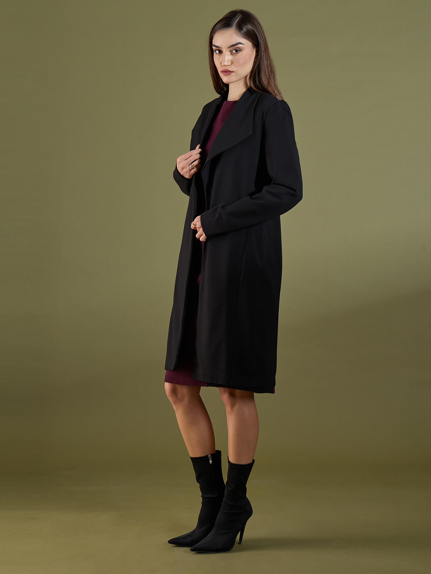 Whistler Shawl Collar Cape-Black