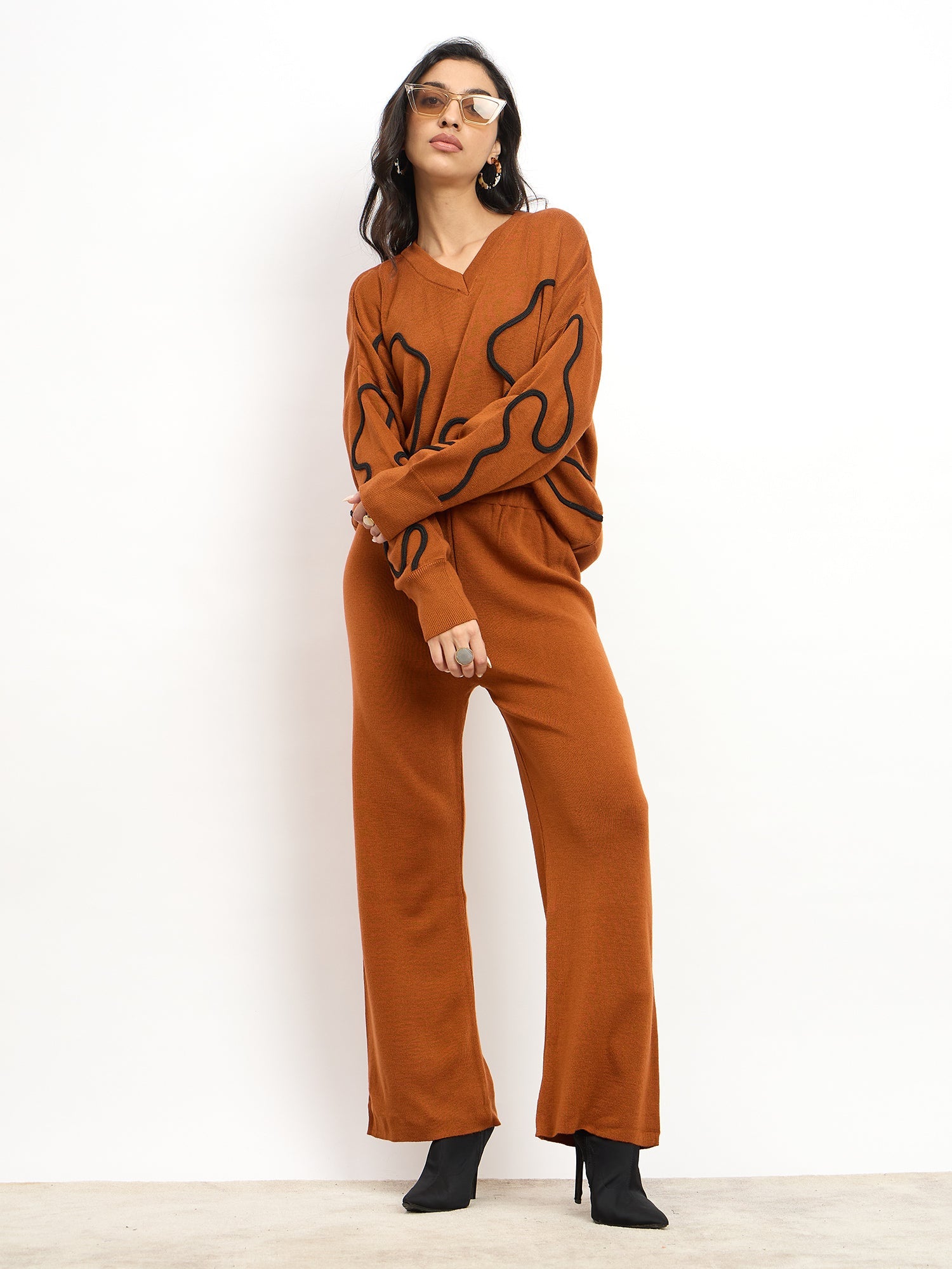 Scribble Applique Co-Ord Set - Rust