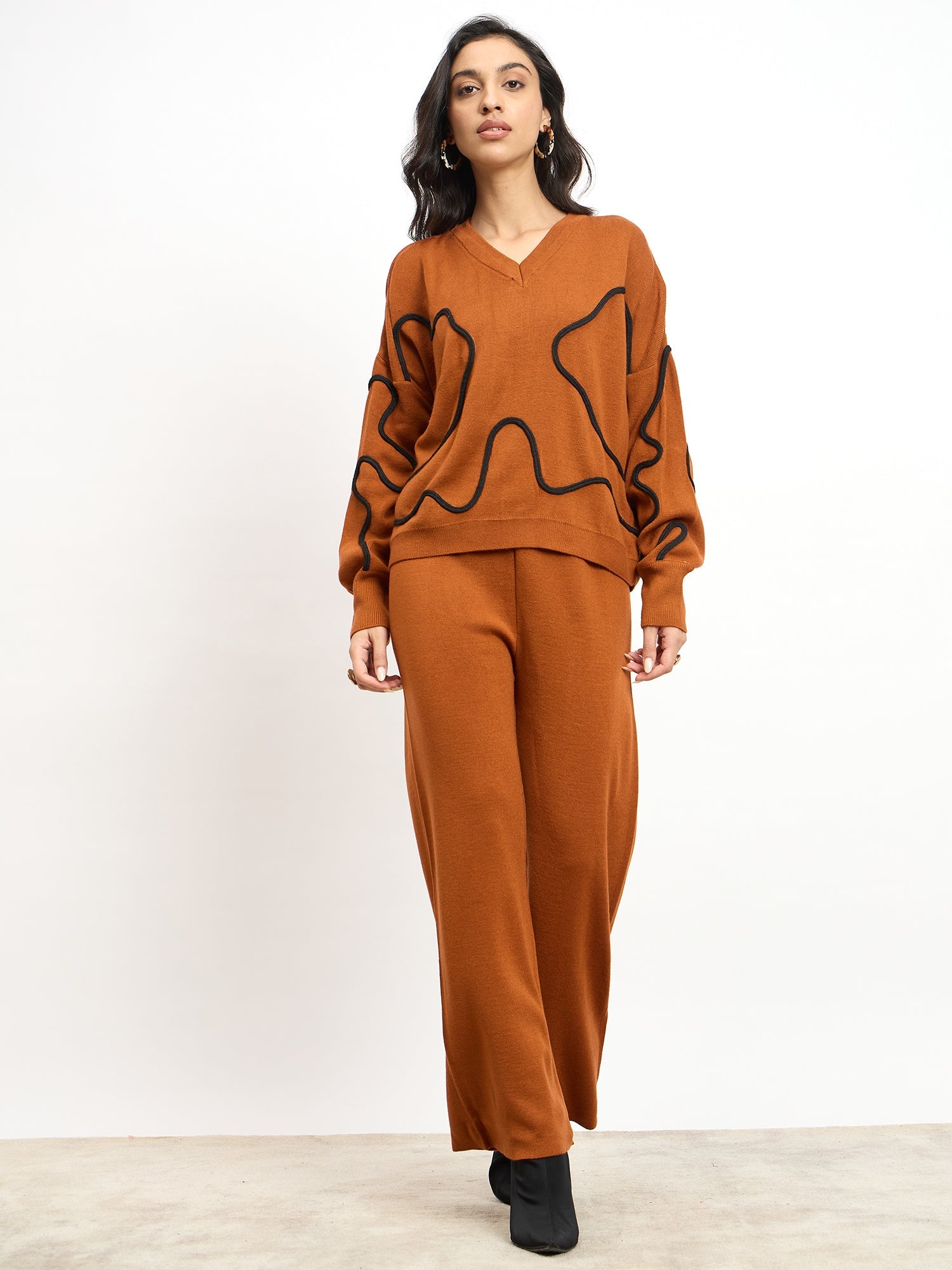 Scribble Applique Co-Ord Set - Rust