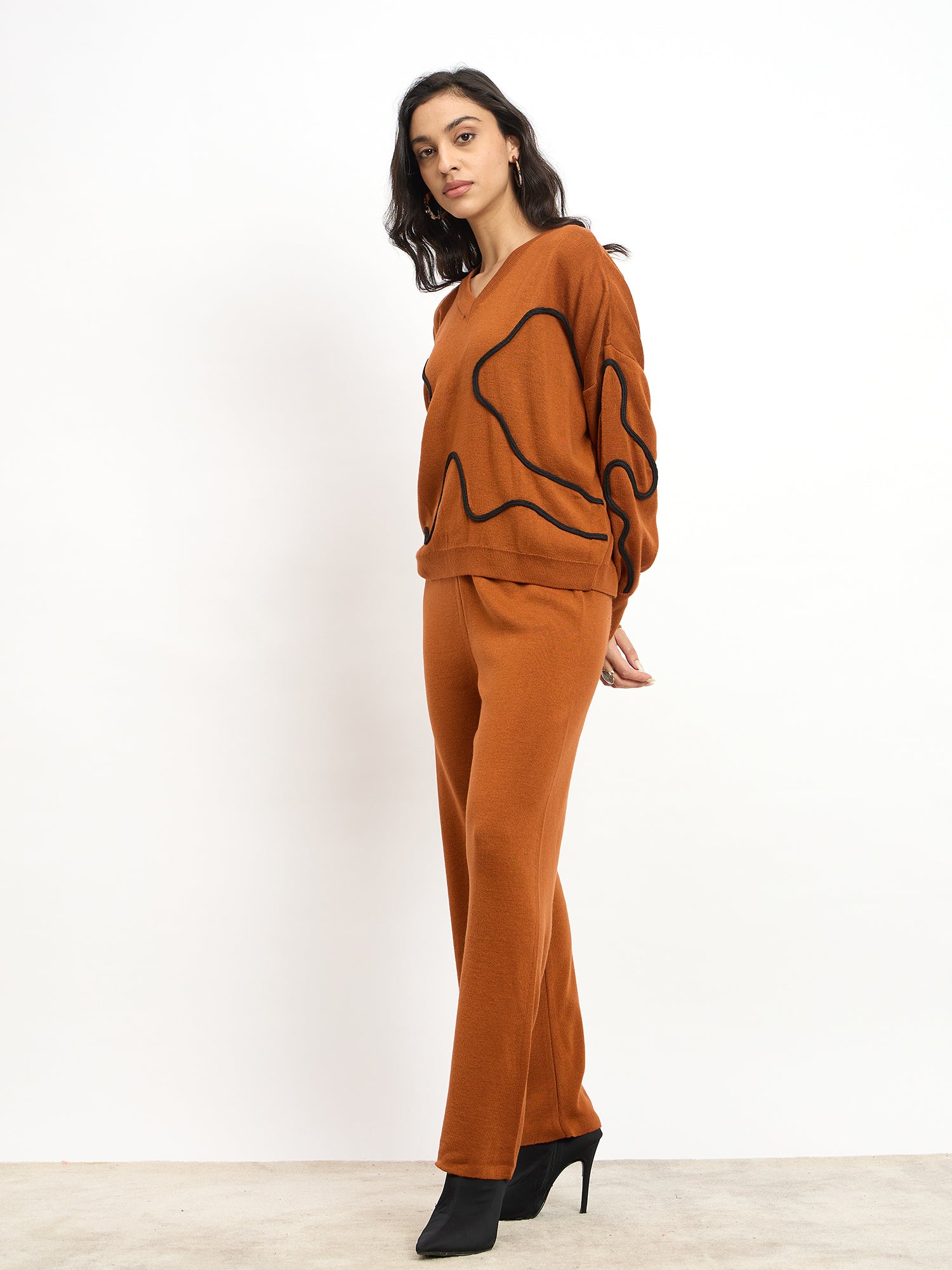 Scribble Applique Co-Ord Set - Rust