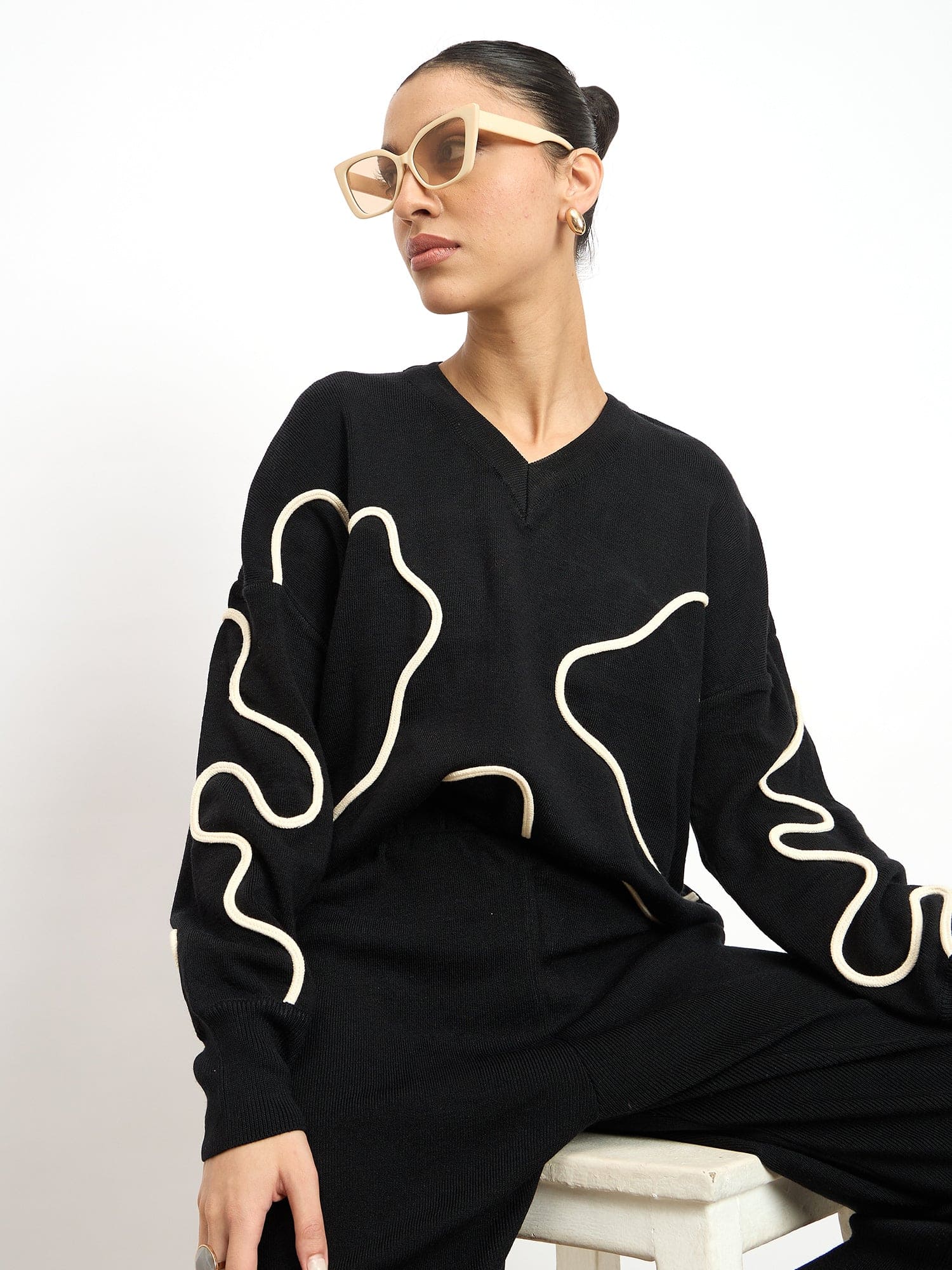 Scribble Co-Ord Set Appliqué Co-Ord Set - Black