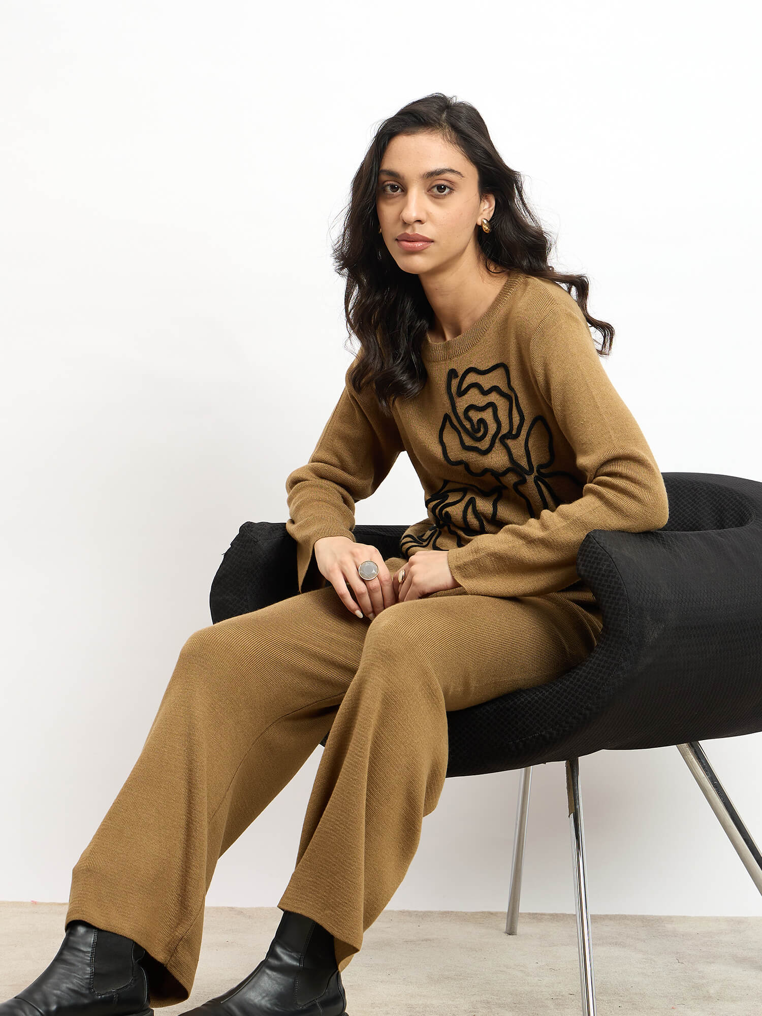 Liana Applique Co-Ord Set - Khakhi