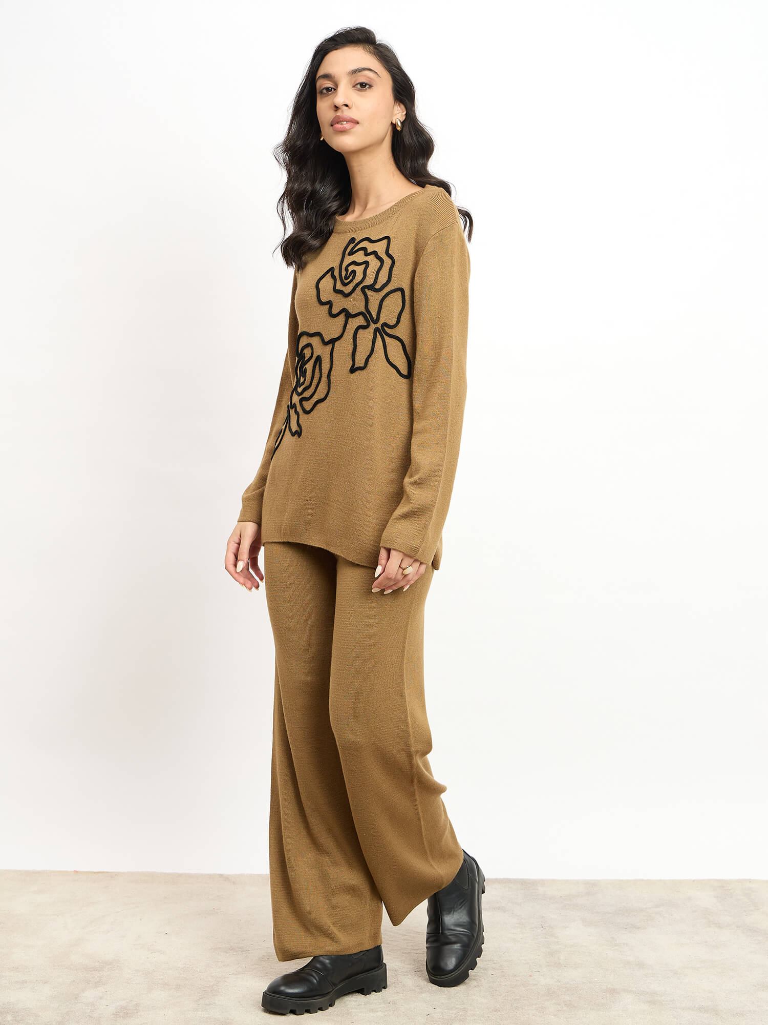 Liana Applique Co-Ord Set - Khakhi