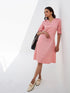 Roseate Smocked Sleeves Dress-Peach