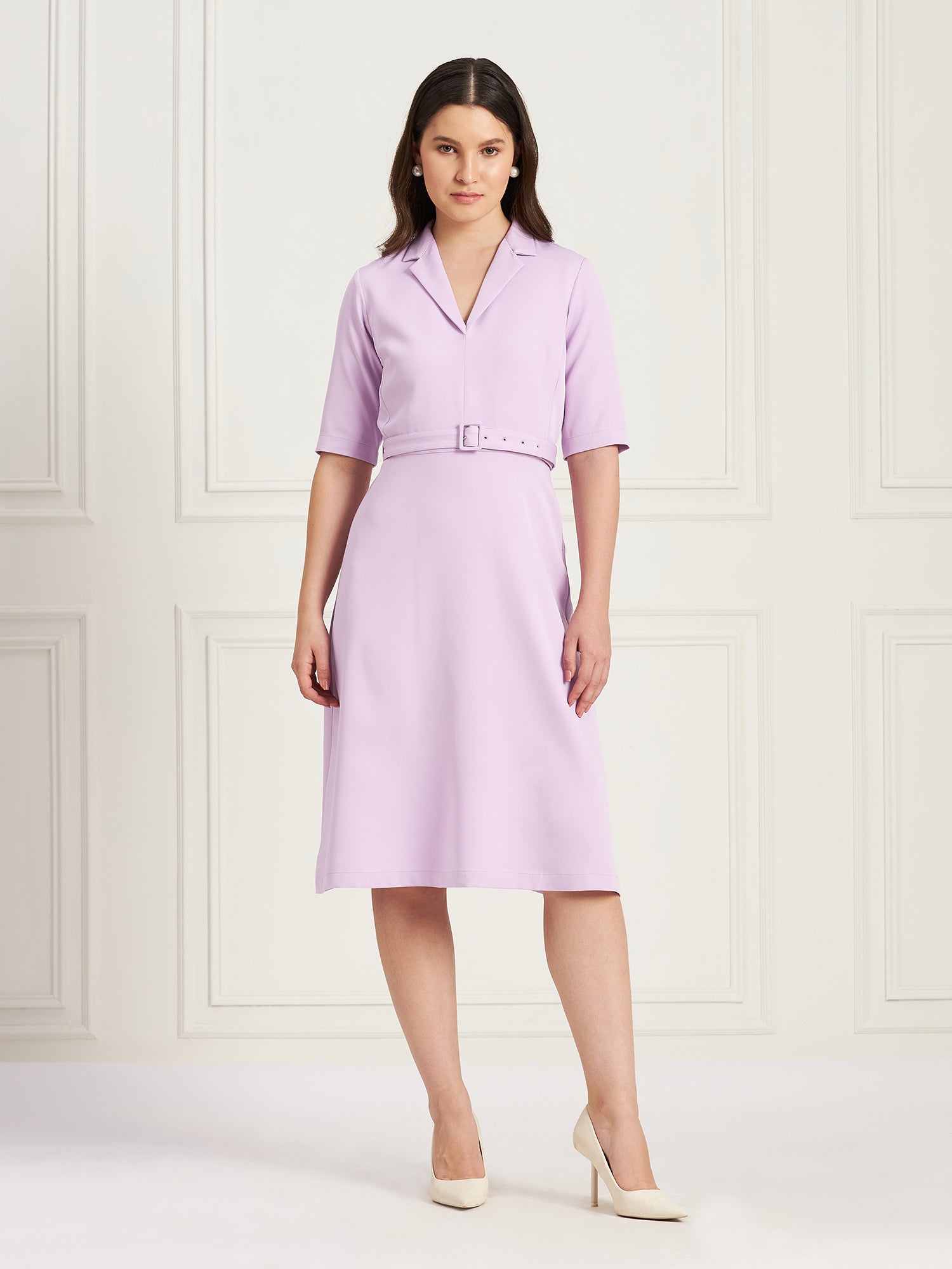 Simpatico Collared Dress-Lavender
