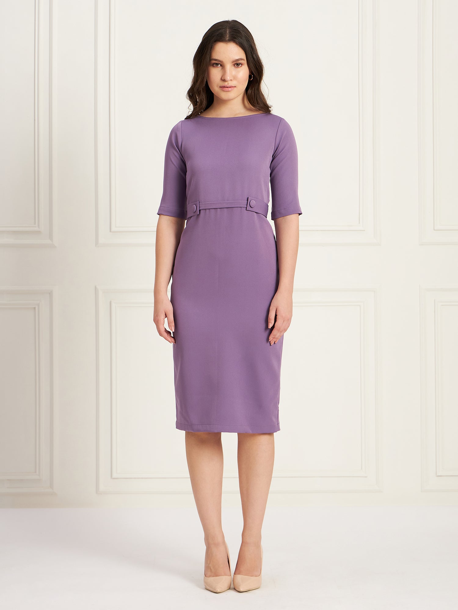 Mystical Tab Detail Dress - Purple