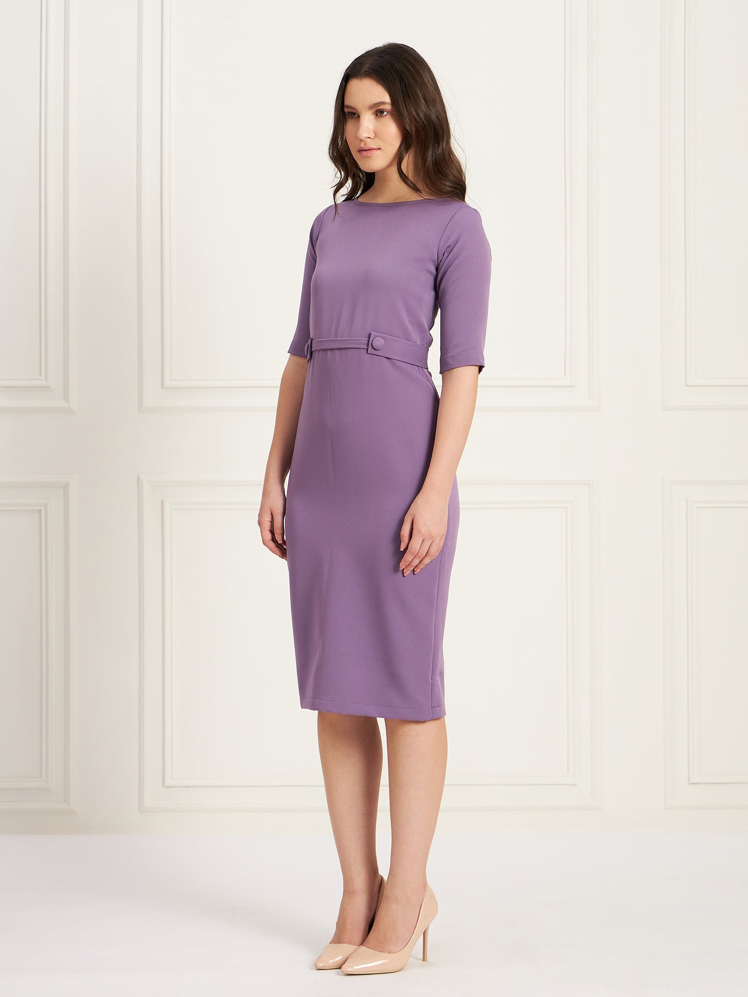 Mystical Tab Detail Dress - Purple