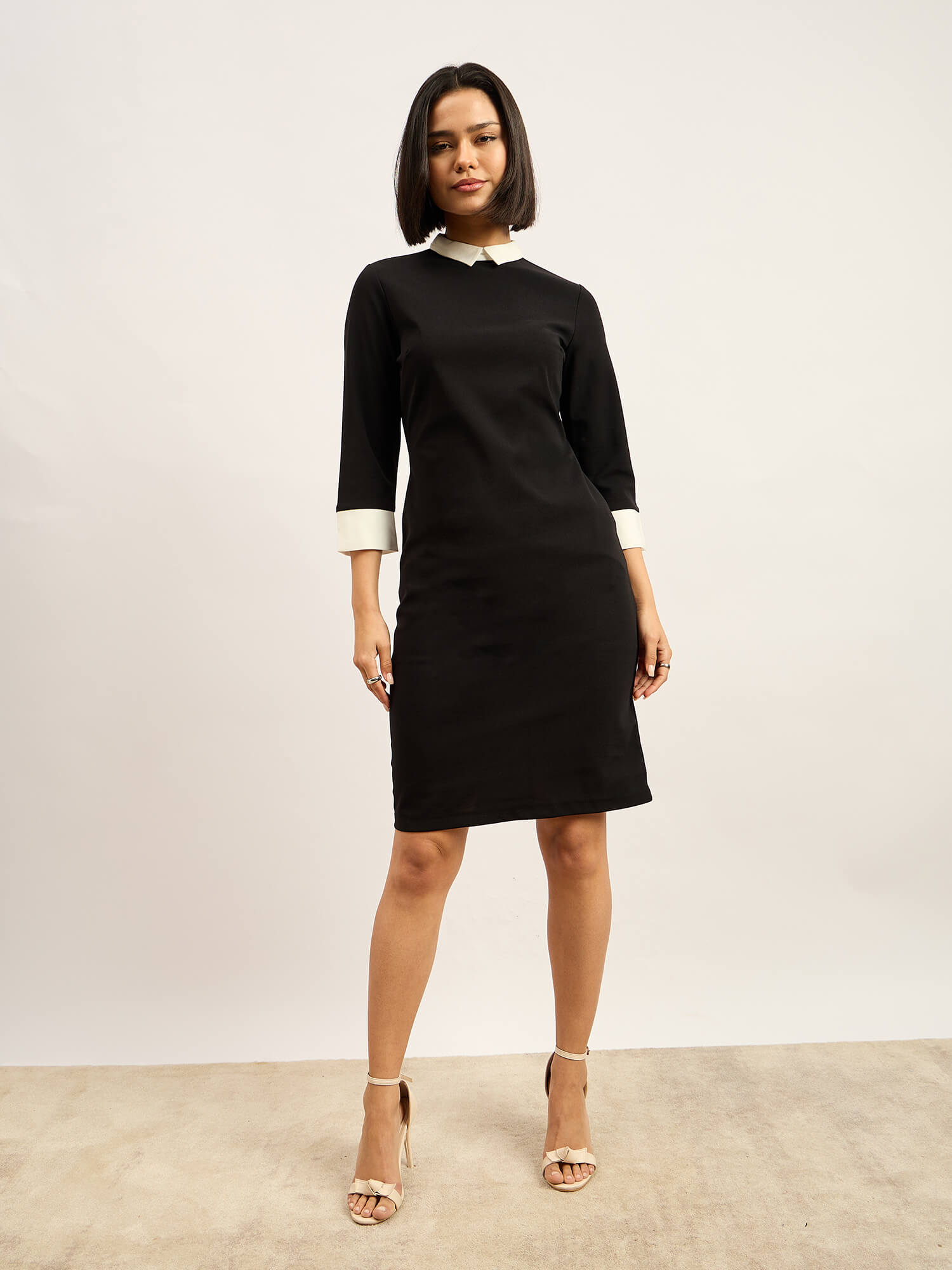 Peppery Shirt style Dress - Black