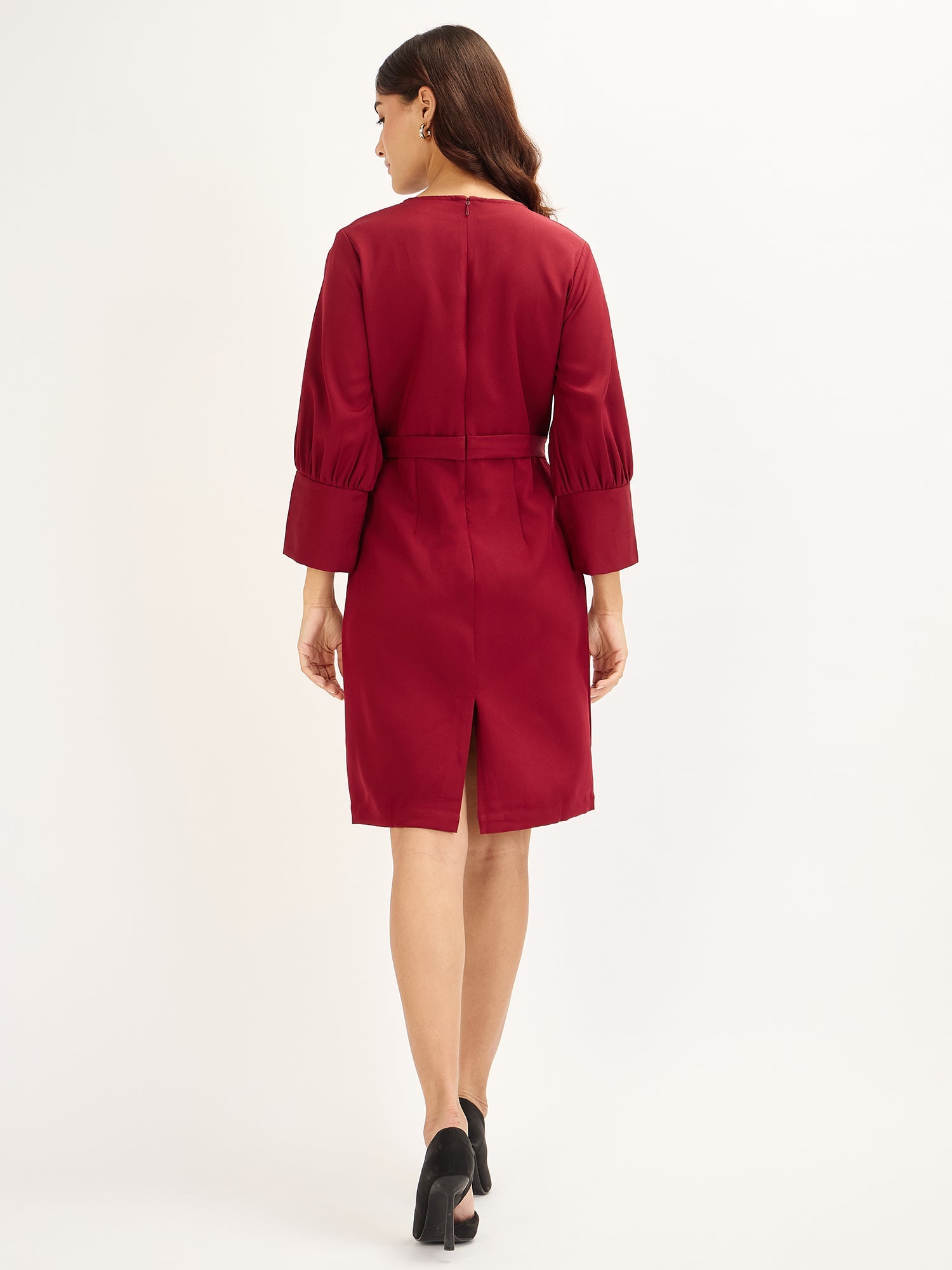 Cardamom Sheath Dress - Maroon - SALT Attire