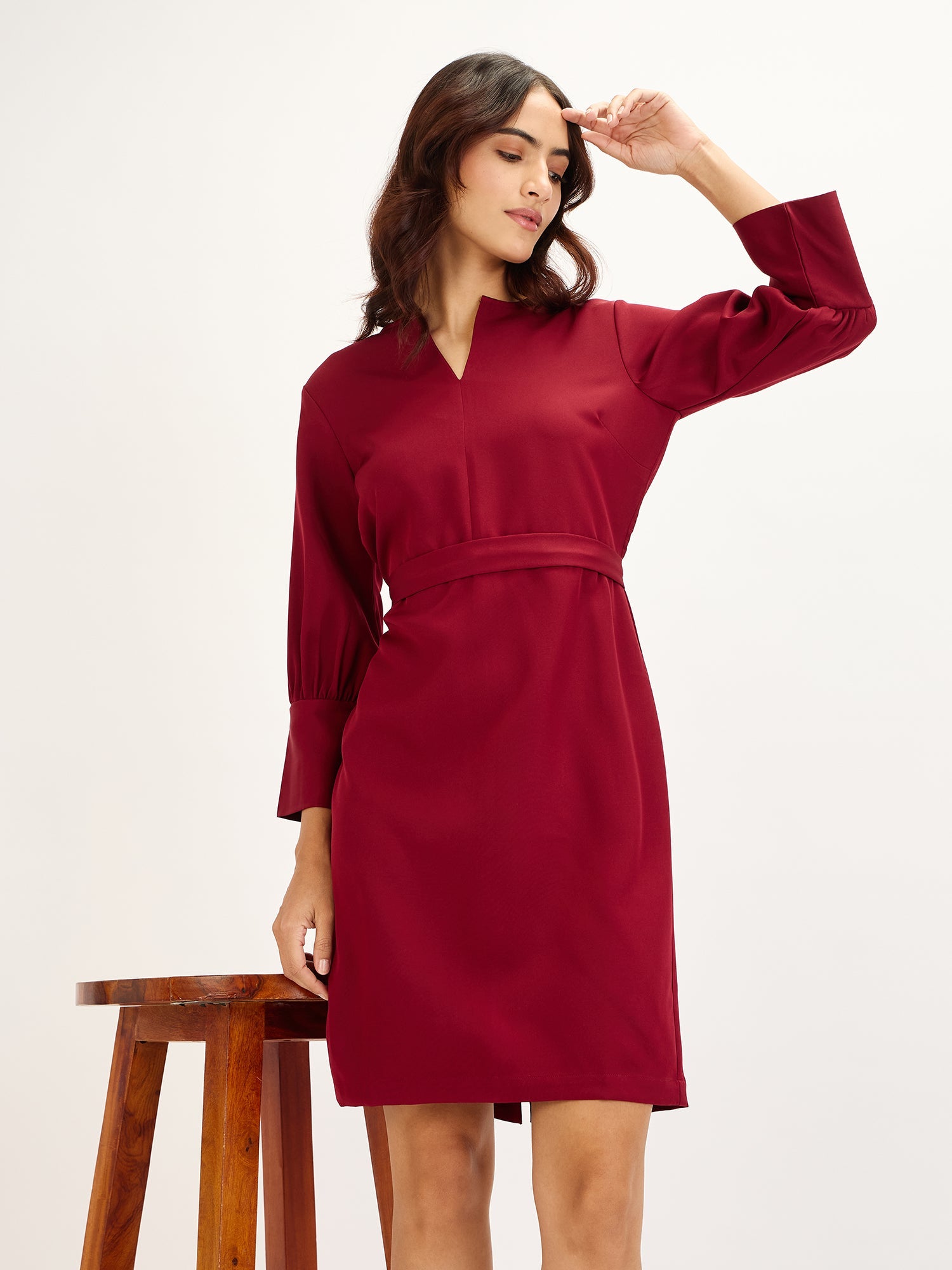 Cardamom Sheath Dress - Maroon