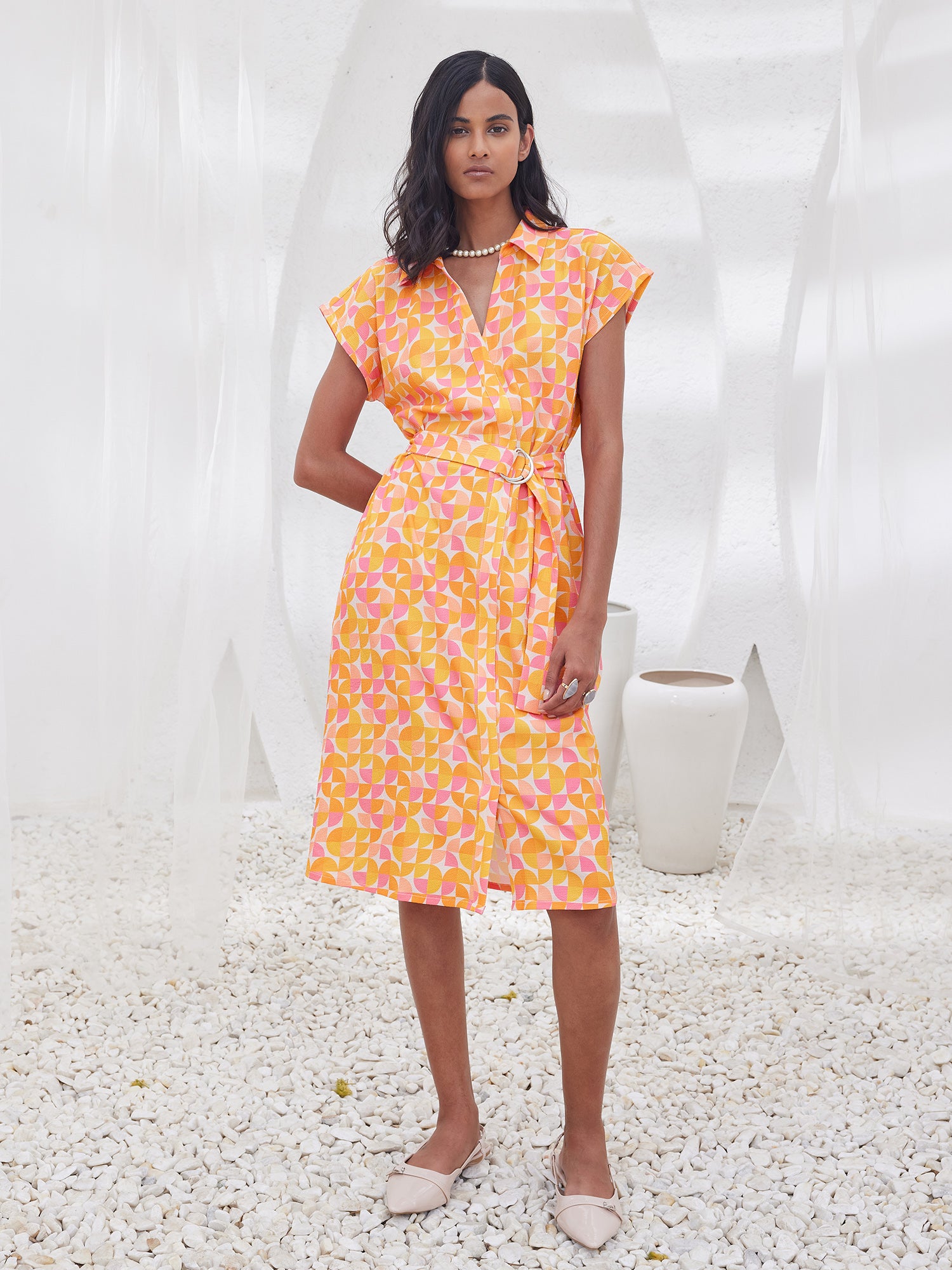 Vertex Geometric Shirt Dress - Multicolor