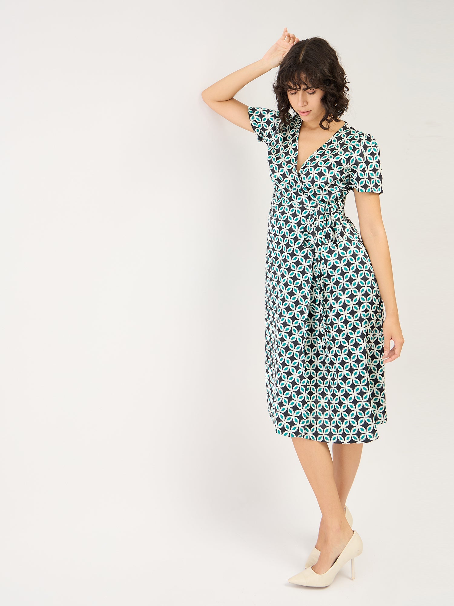 Starla Geometric Wrap Dress - Multicolor