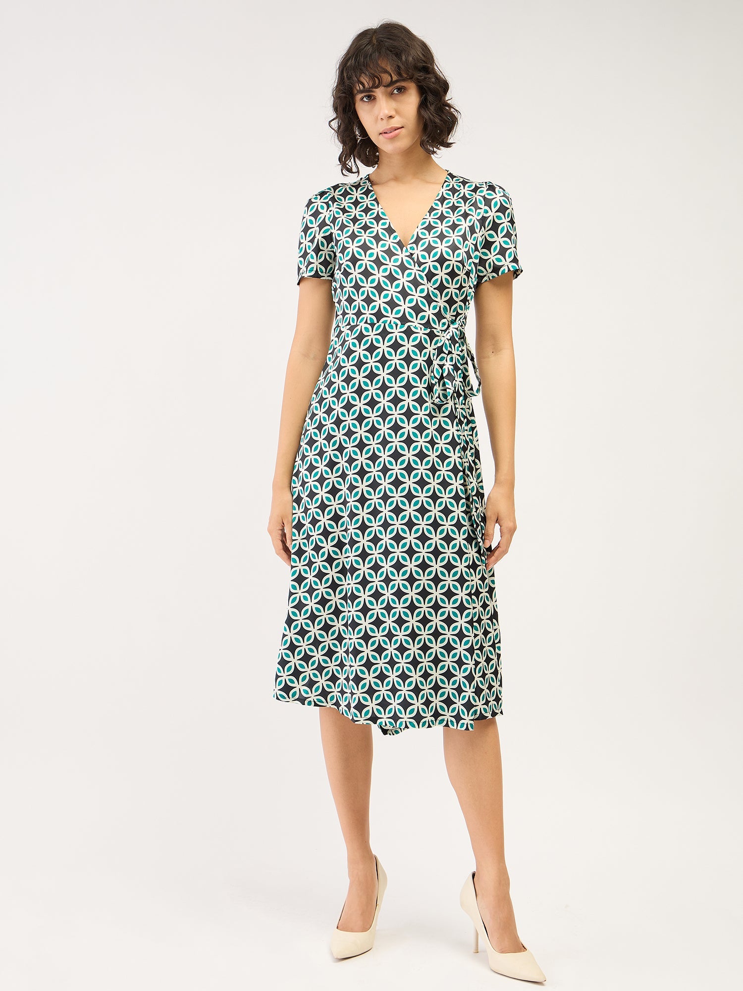 Starla Geometric Wrap Dress - Multicolor