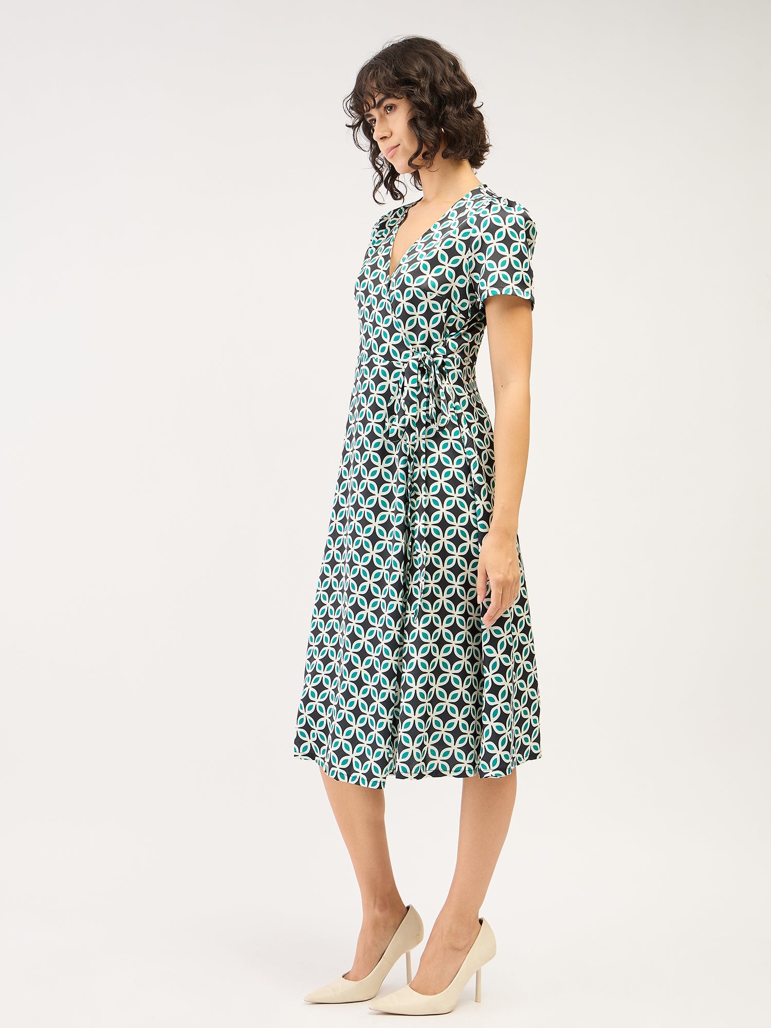 Starla Geometric Wrap Dress - Multicolor