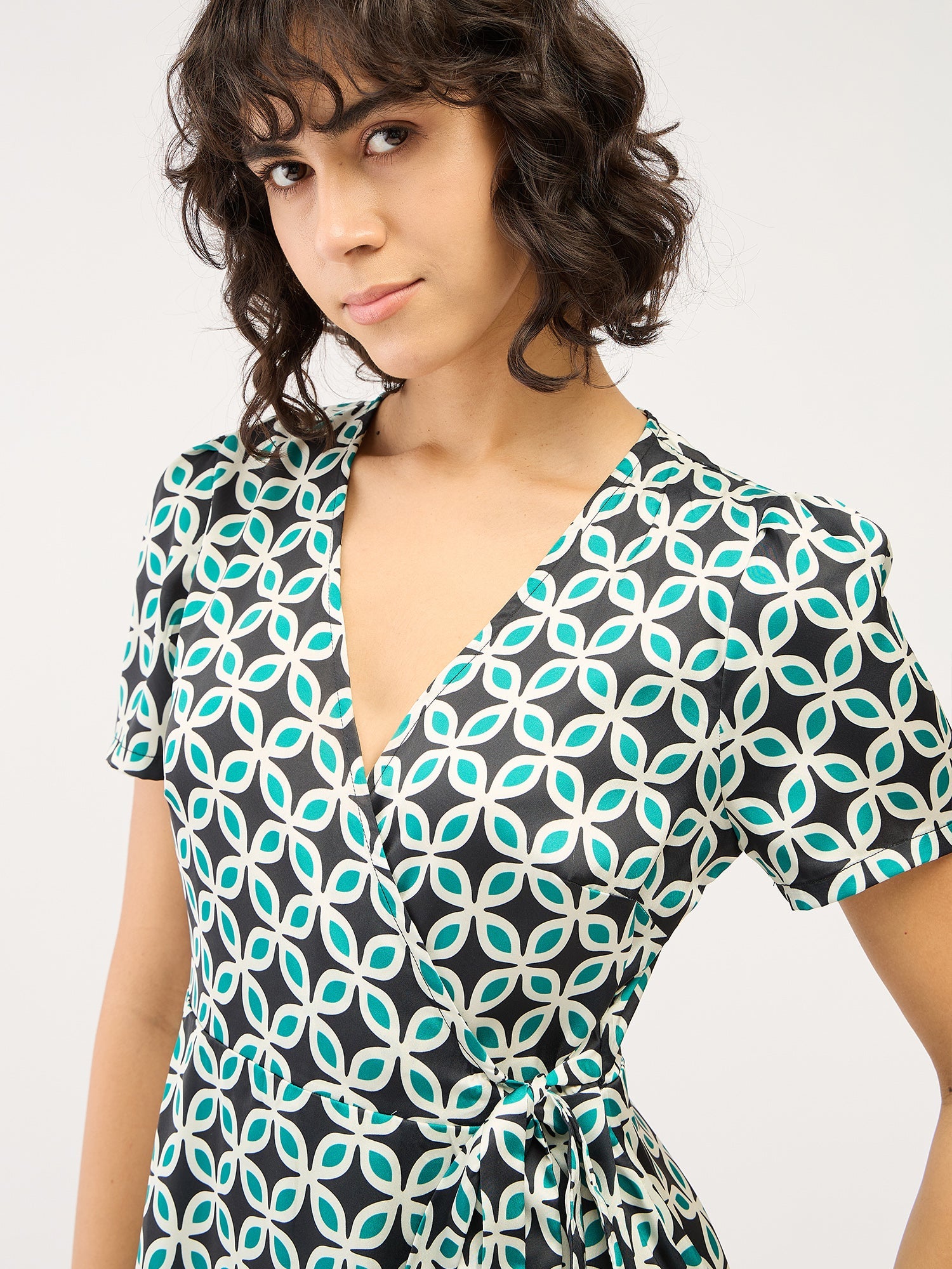 Starla Geometric Wrap Dress - Multicolor