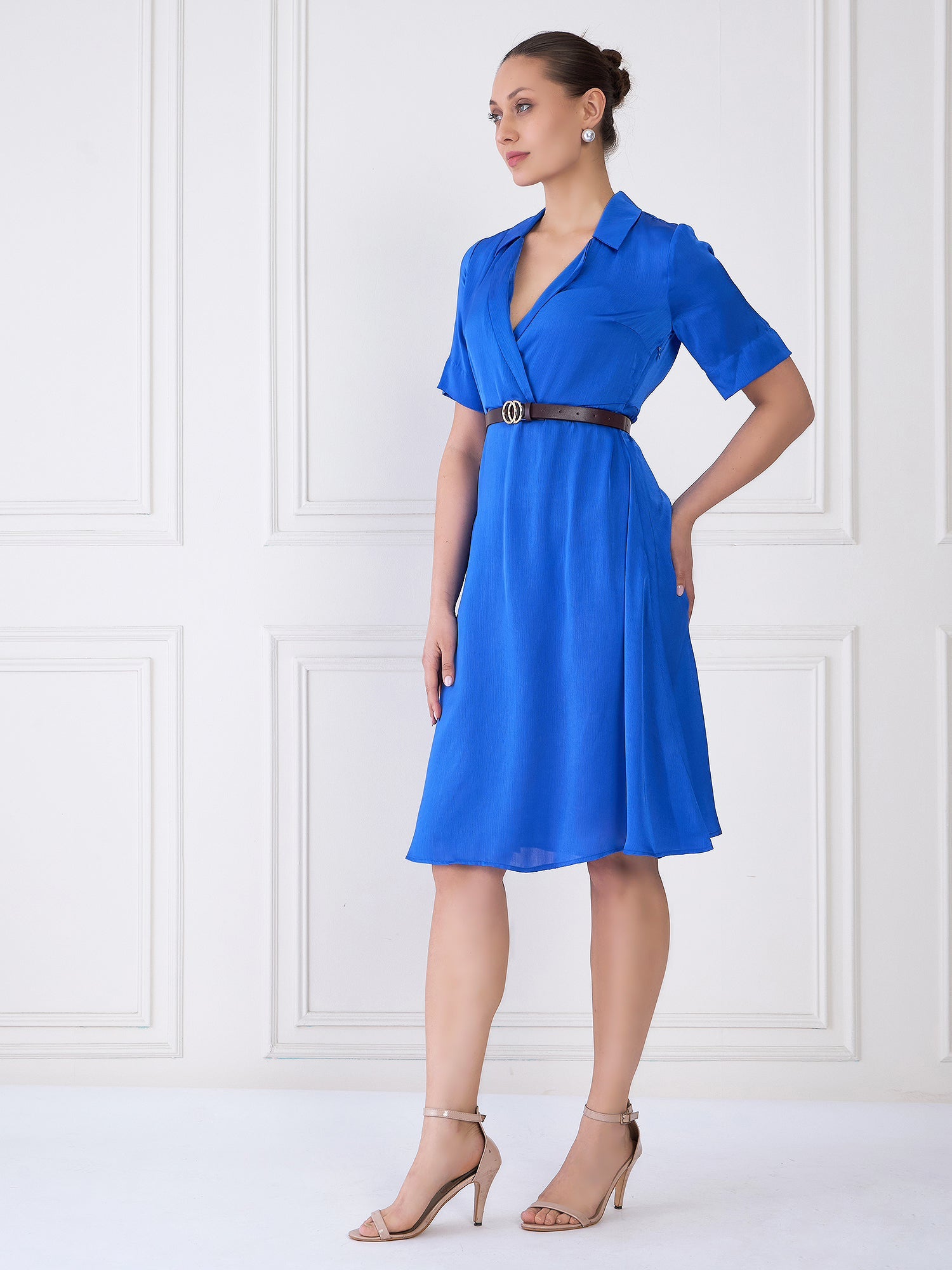 Maze Collared Dress - Blue