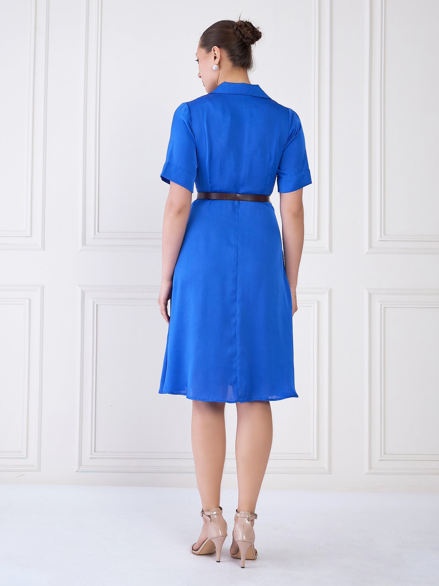Maze Collared Dress - Blue