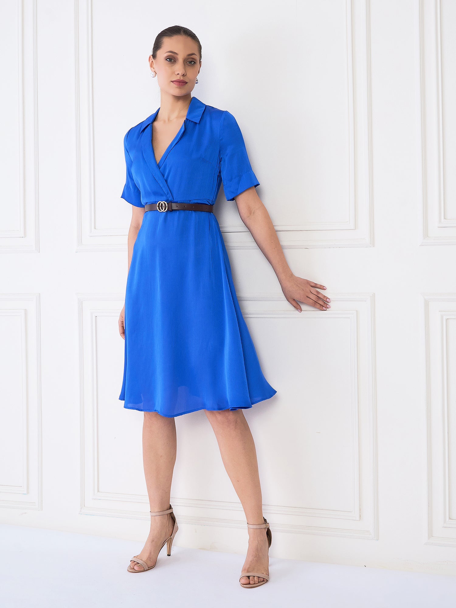Maze Collared Dress - Blue
