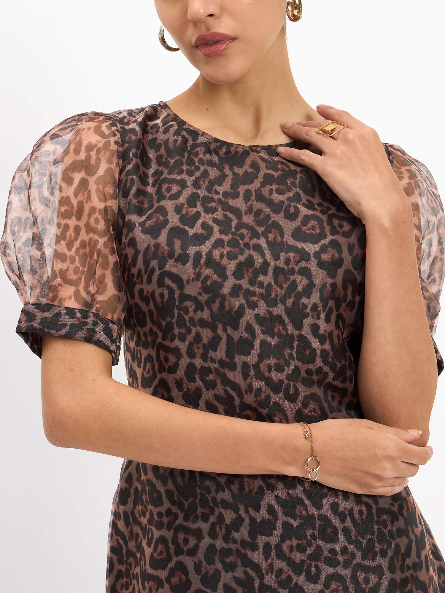Parker Animal Print Shift Dress - Black & Brown