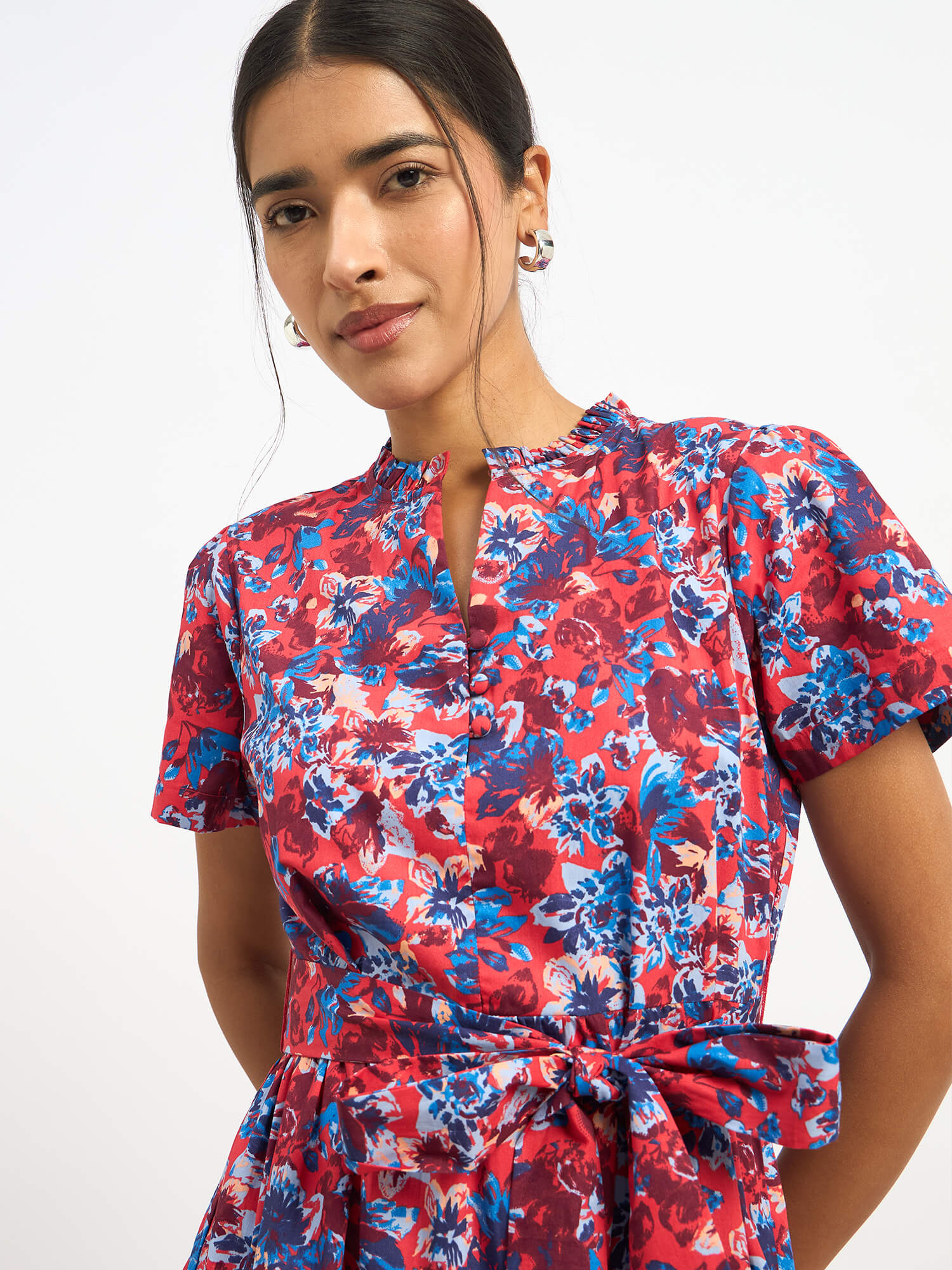 Donia Tiered Midi Length Dress - Multicolor
