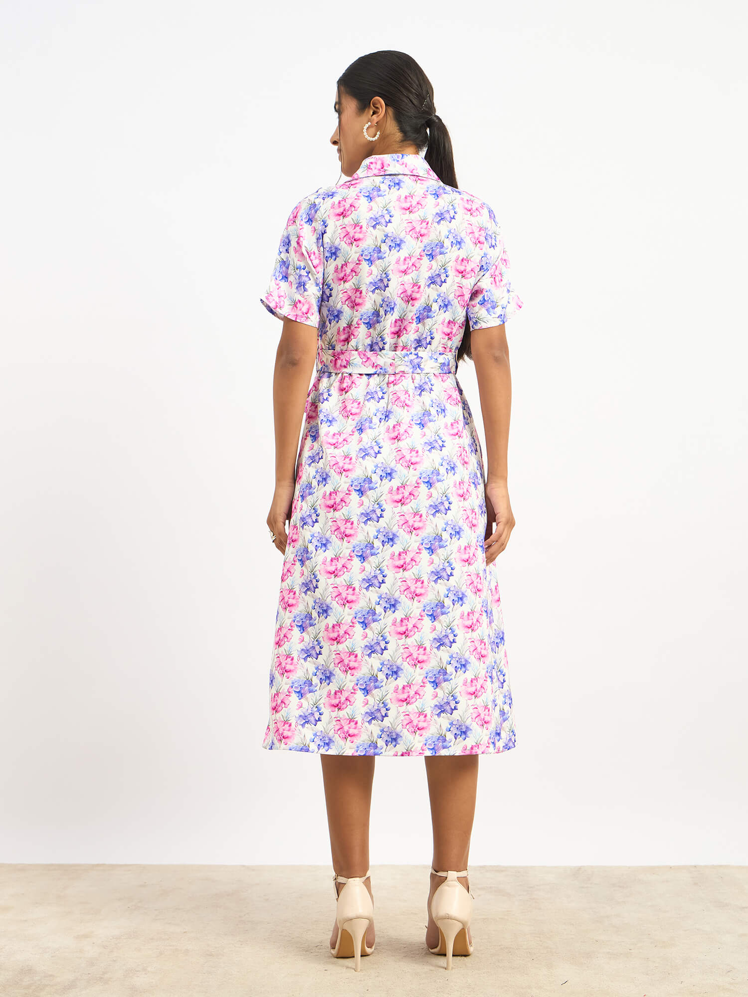 Melski Dolman Sleeve Shirt Dress - Printed Hydrangea