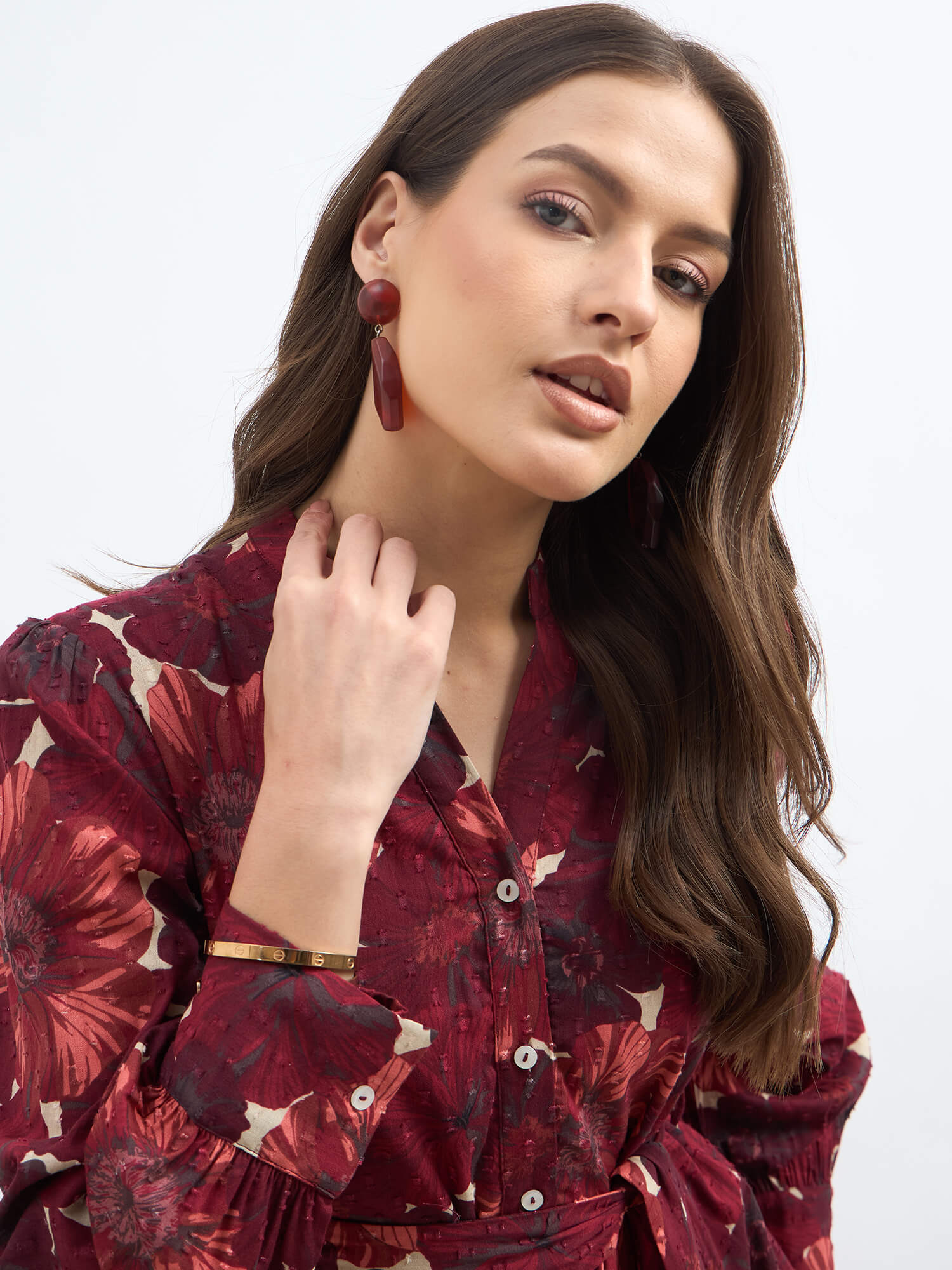 Lizbeth Short Belted Shirt Dress-Multi