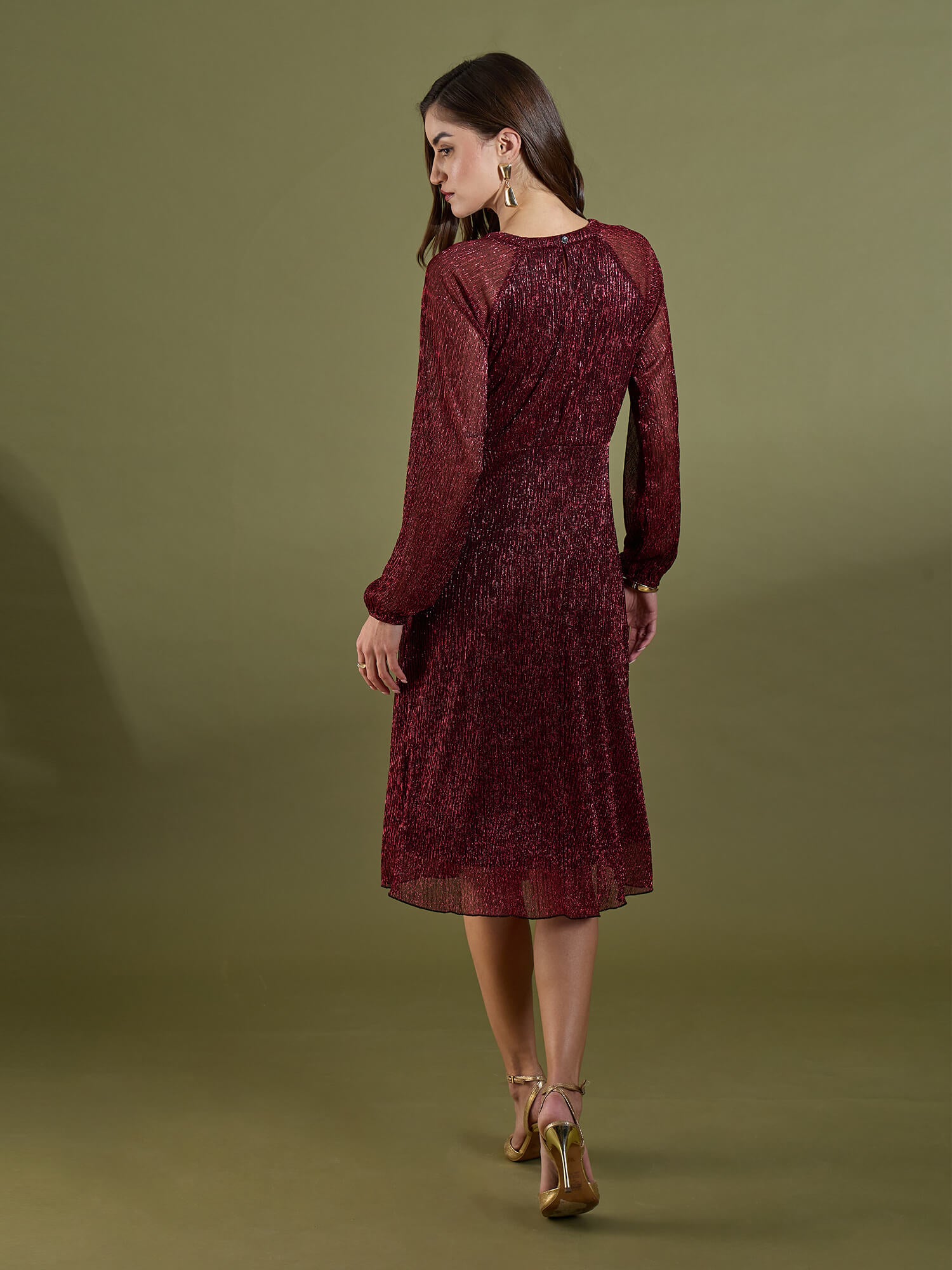 Nyx Plisse Cutout Dress - Red