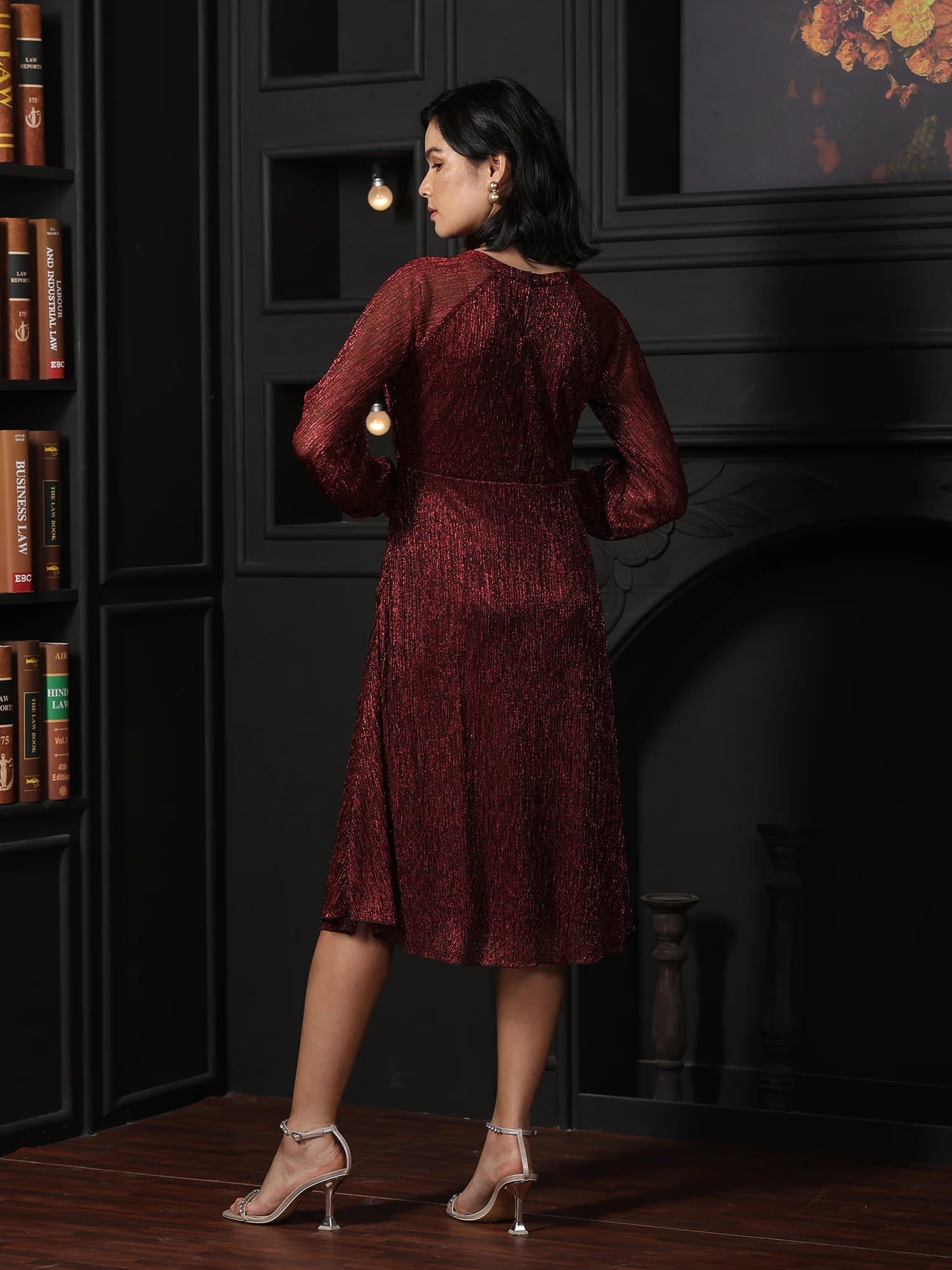 Nyx Plisse Cutout Dress - Red