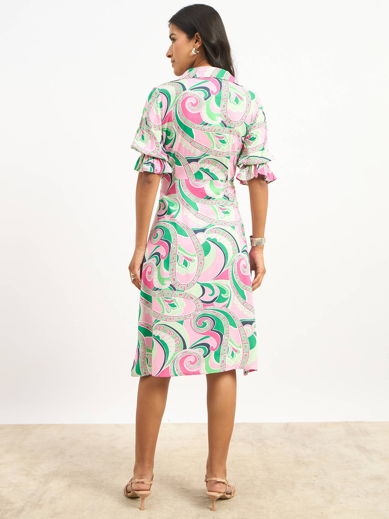 Melly V-Neck Shirt Dress - Multicolor