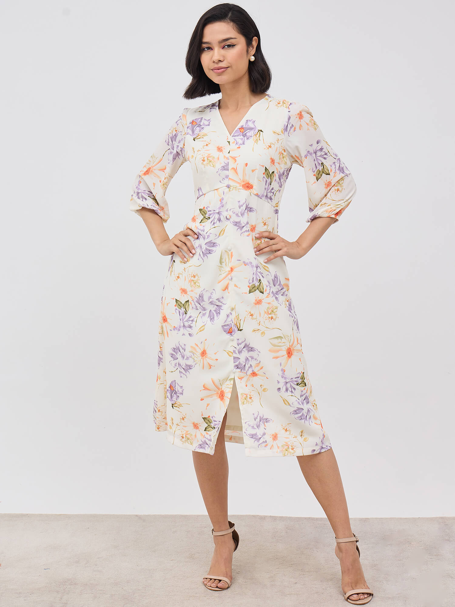 Rosemary A-line Midi dress - Off White