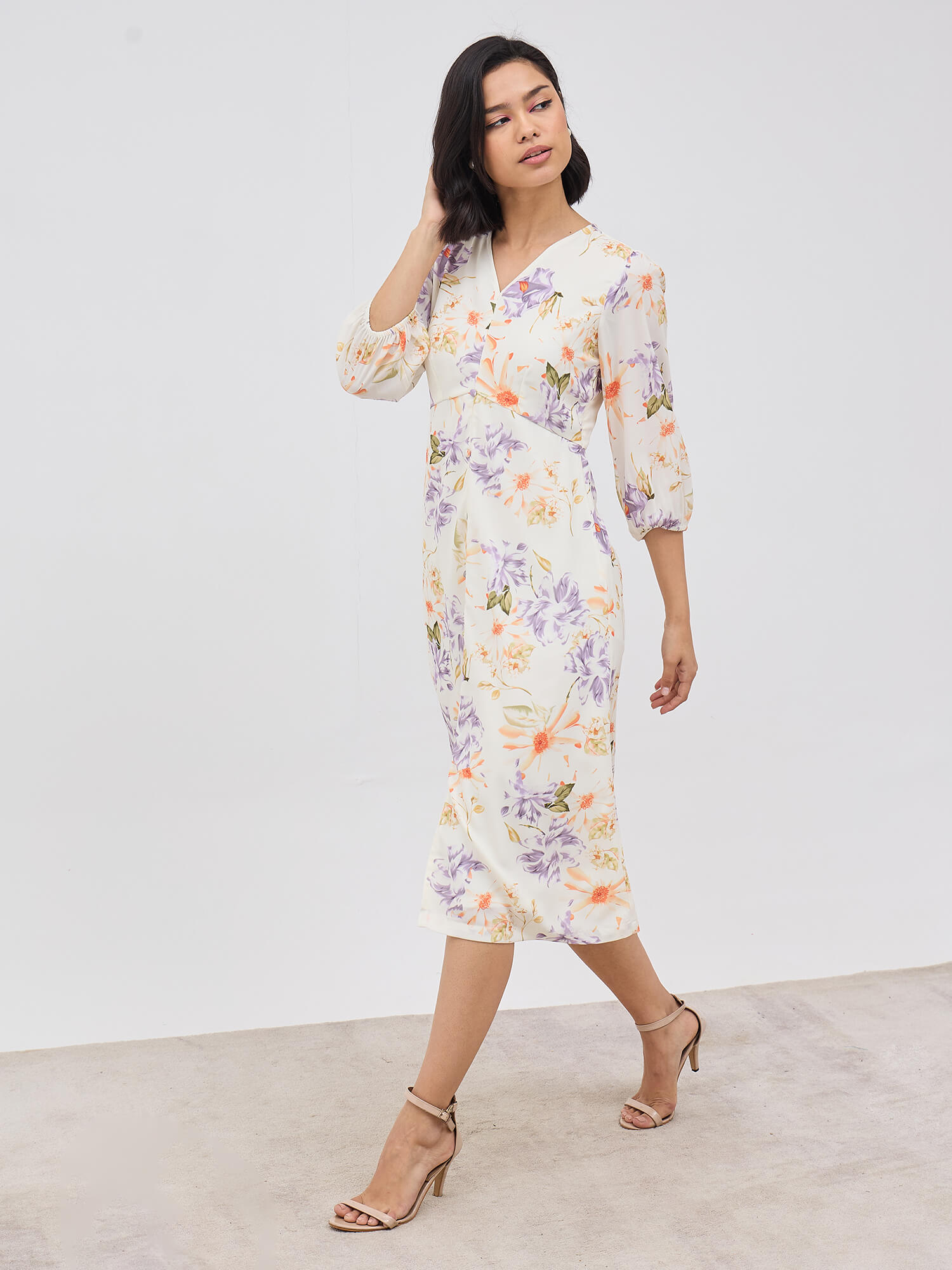 Rosemary A-line Midi dress - Off White