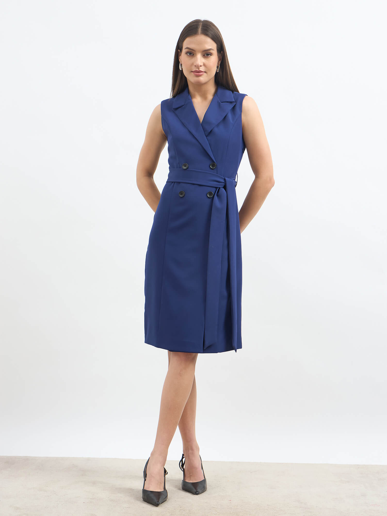 Viking Faux Double Breasted Blazer Dress - Ink Blue - SALT Attire