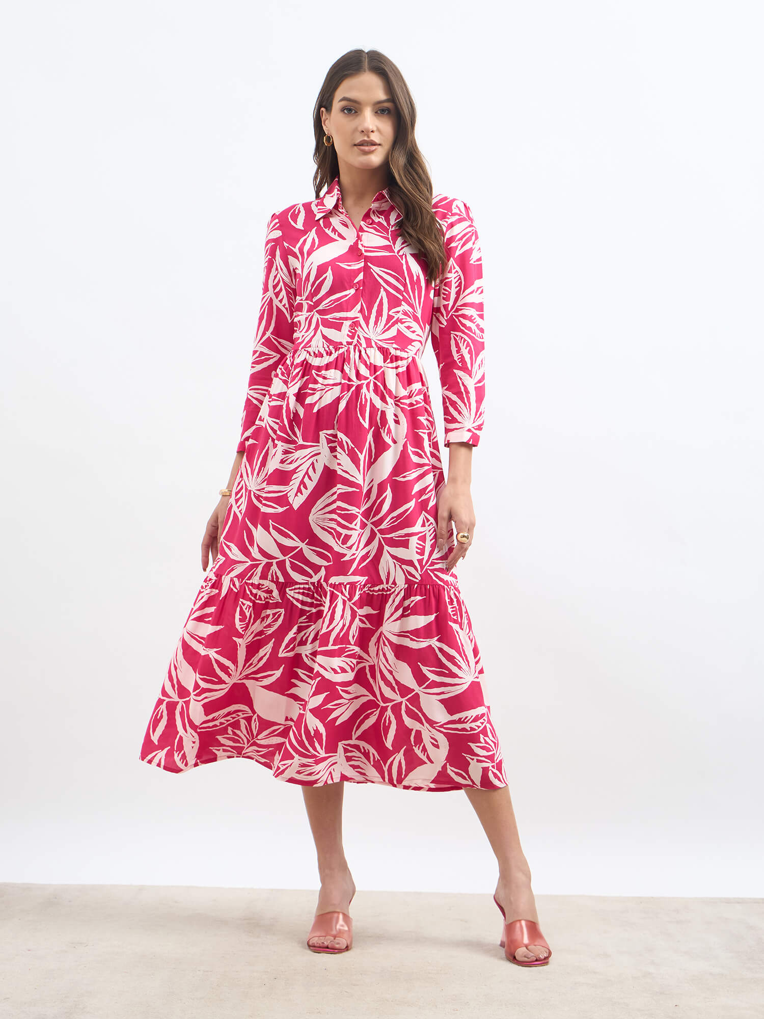 Bluebell Floral Tiered Dress - Pink - SALT Attire