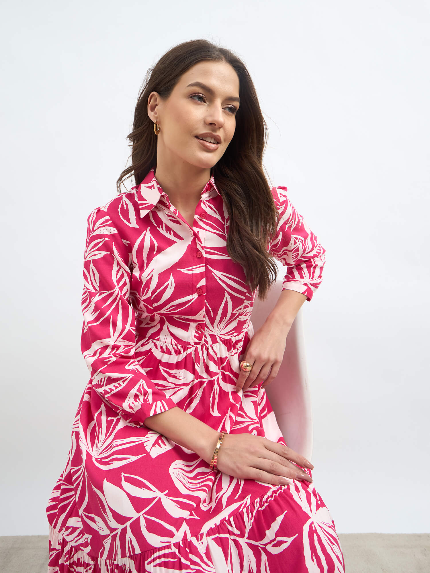 Bluebell Floral Tiered Dress - Pink - SALT Attire